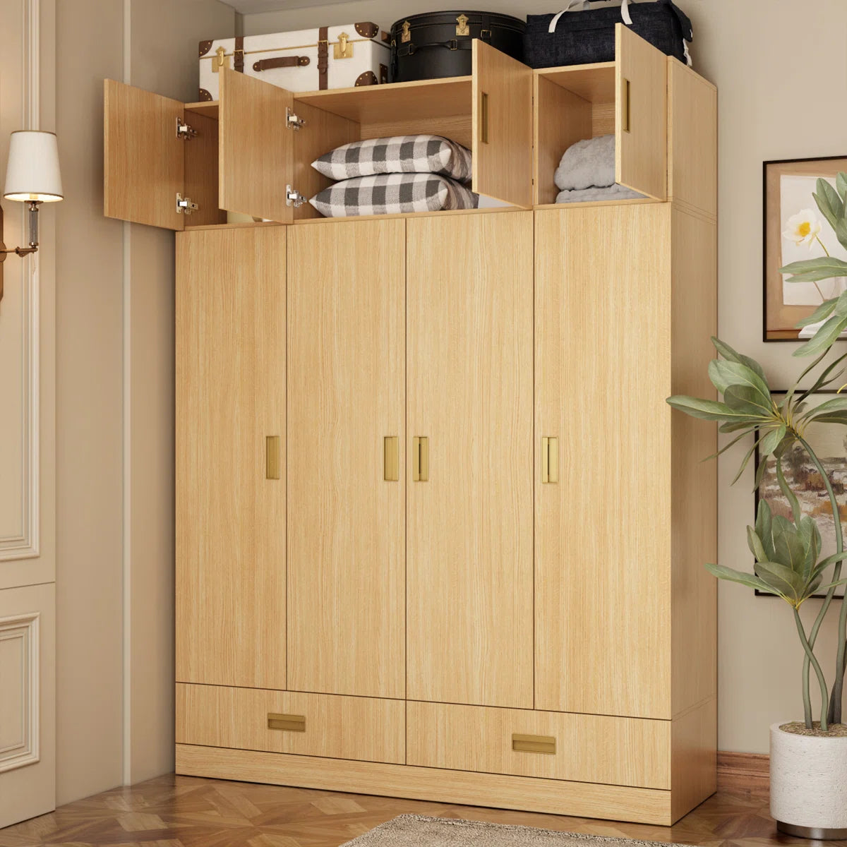 8-Door 2-Drawer Wardrobe With Top Cabinet