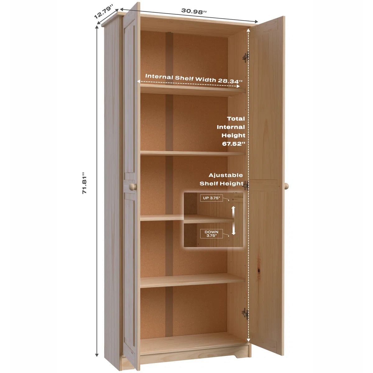 Jadian Freestanding Wardrobe Closet 1.0 with 4 Shelves and 2 Drawers