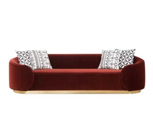 Ronald Gray 3-Seater Sofa Upholstered Velvet Sofa Pillows