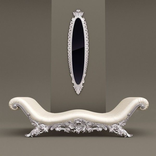 Luxury Ivory Chaise Lounge | Royal Rococo French Style Daybed with Ornate Carved Frame | Elegant Bedroom & Living Room Lounger