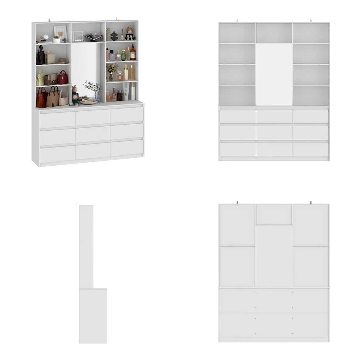 9-Drawer 7-Shelf Wardrobe With A Large Mirror