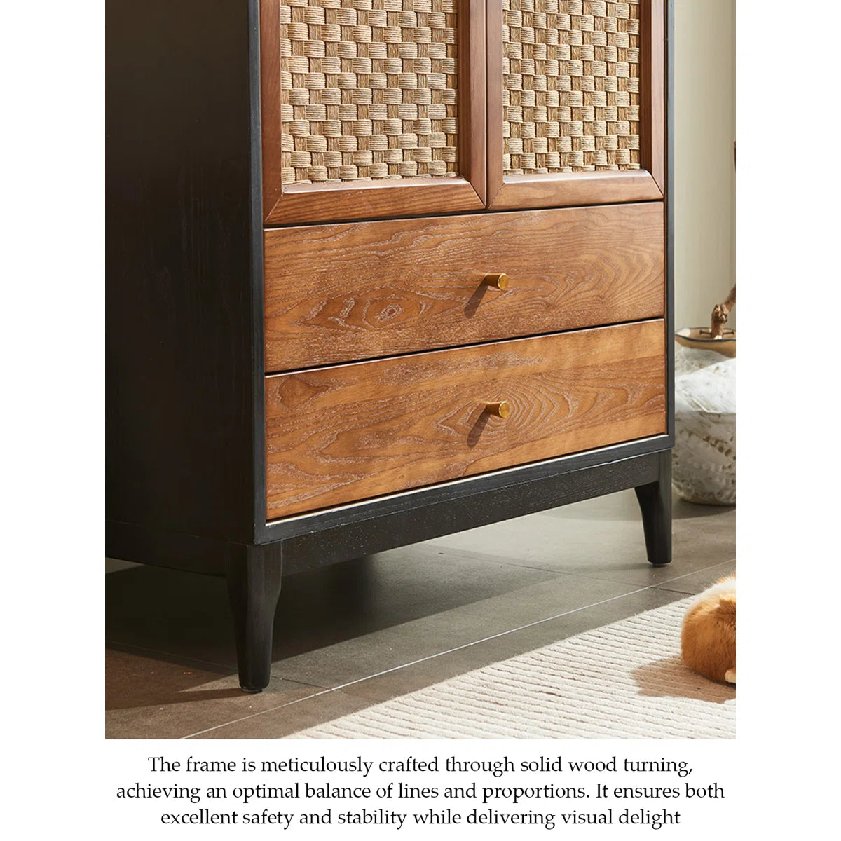 Mid-Century Style Solid Wood Wardrobe