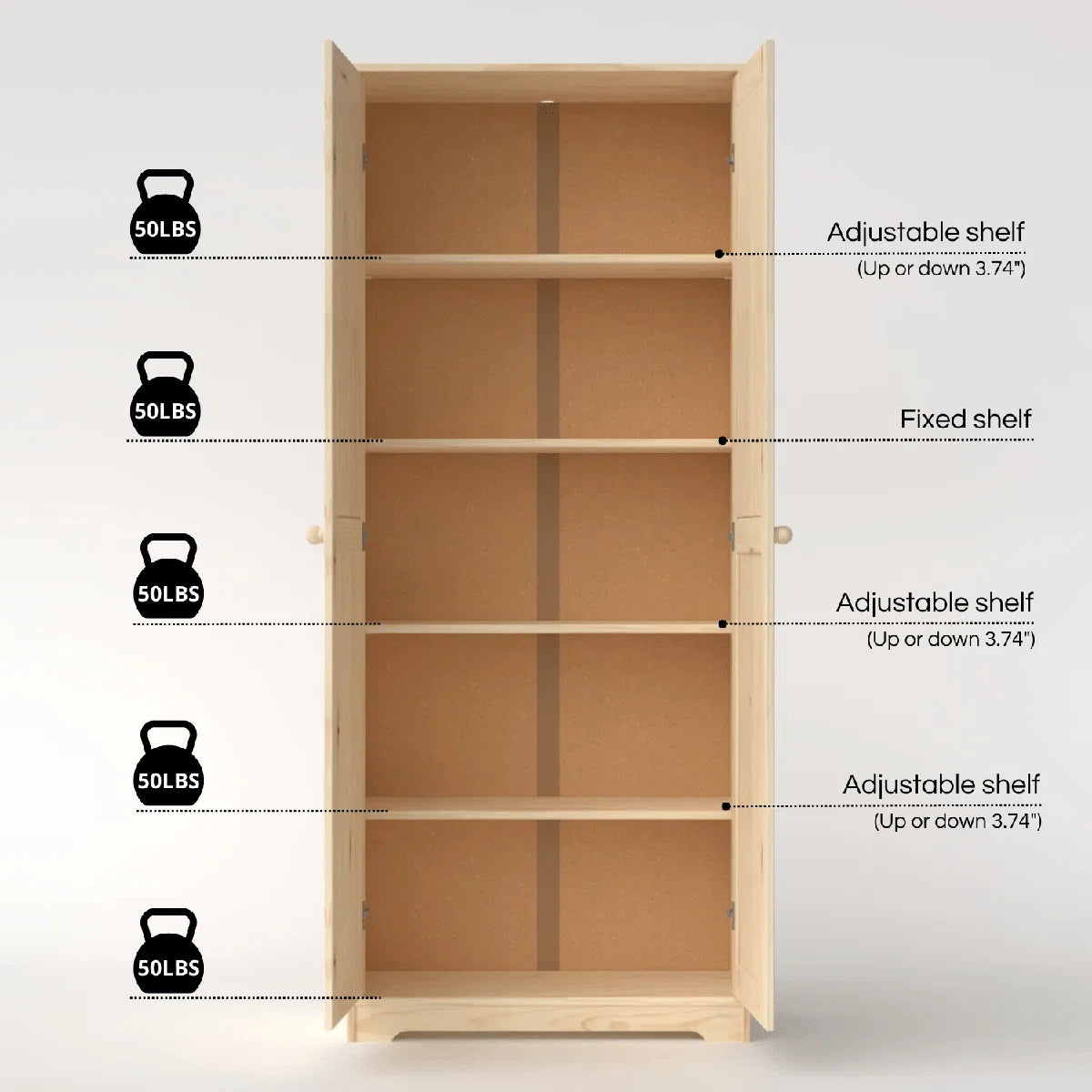 Jadian Freestanding Wardrobe Closet 1.0 with 4 Shelves and 2 Drawers