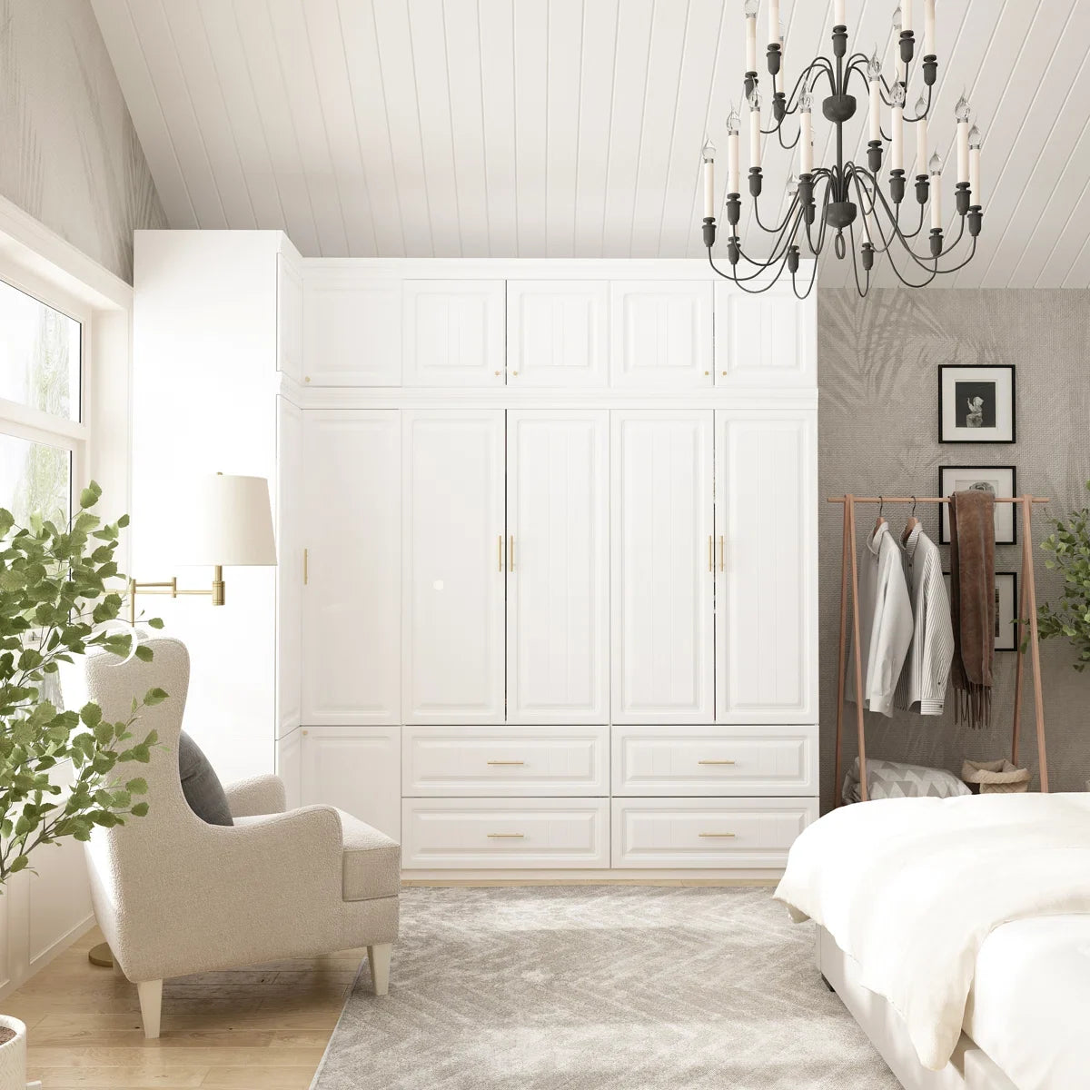 Wardrobe Set With Top Cabinet And Elegent Design