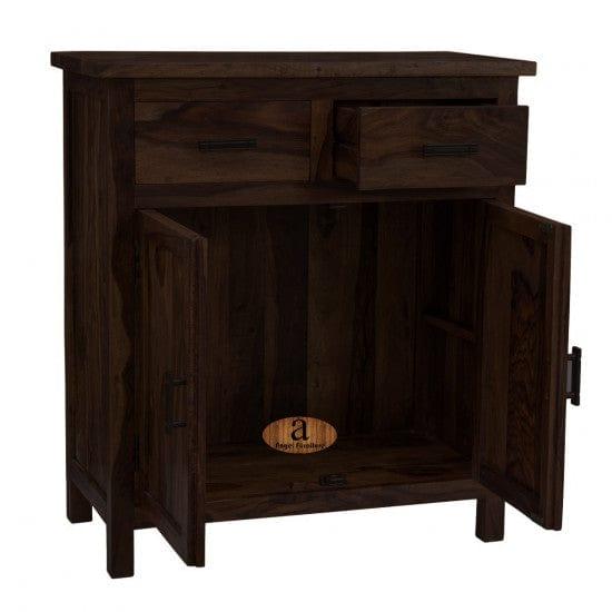 Lowboy storage cabinet with two drawer in walnut finish