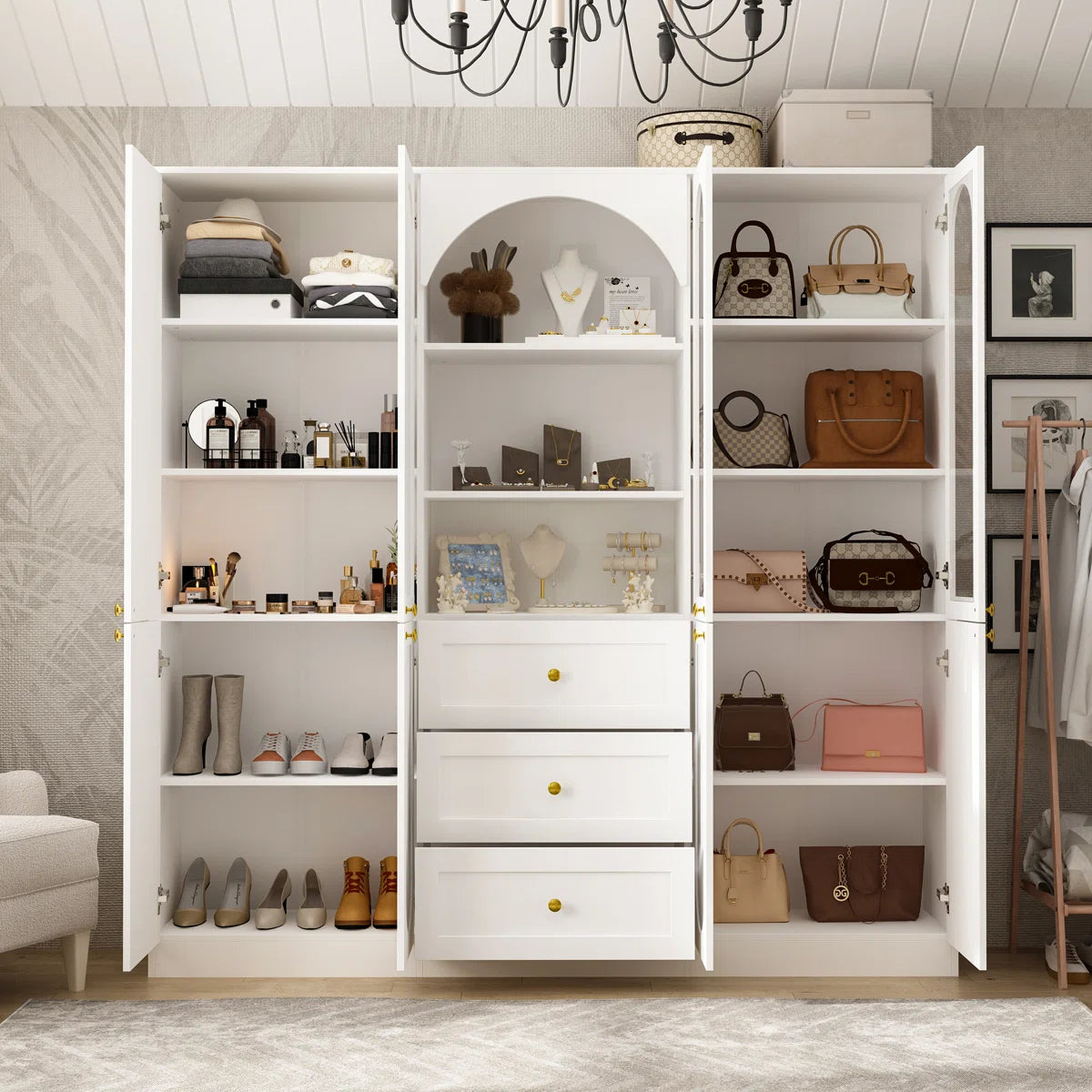 Elegent Wardrobe With Strong Storage And White Finish