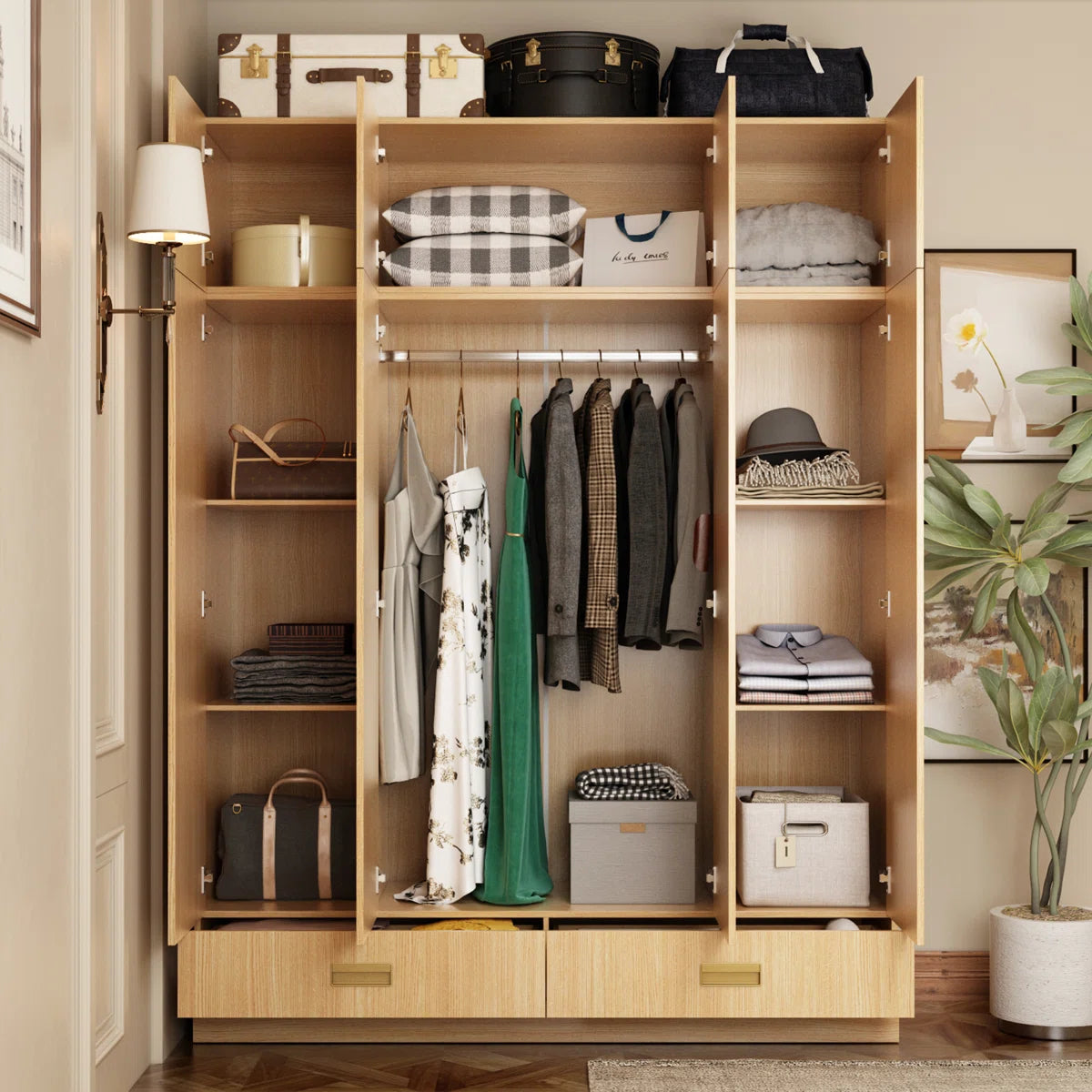 8-Door 2-Drawer Wardrobe With Top Cabinet