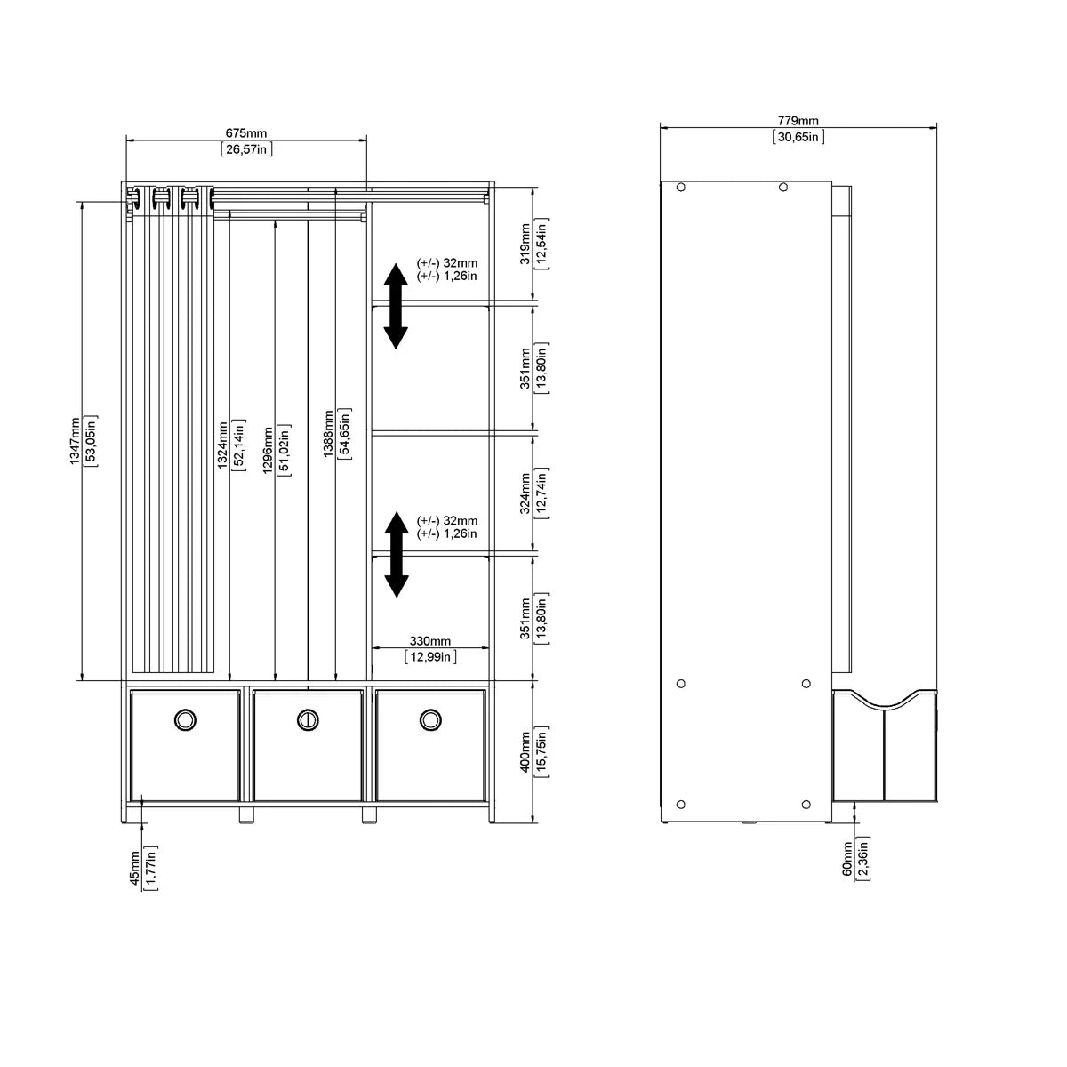 Lambart 3 Bin Armoire