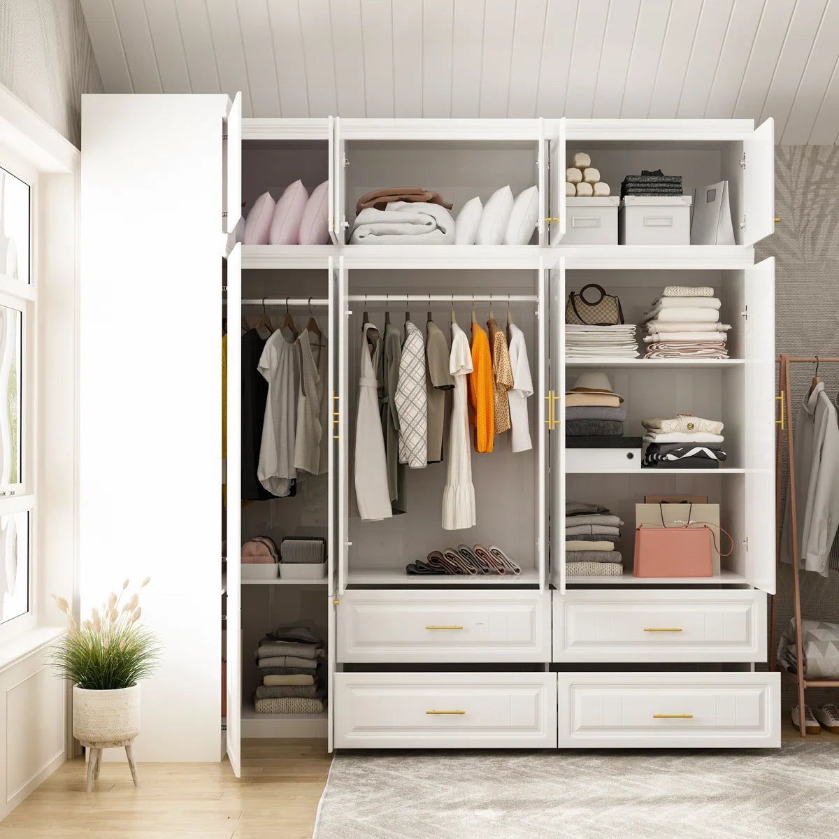 Wardrobe Set With Top Cabinet And Elegent Design