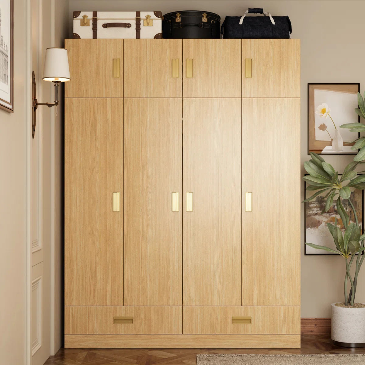 8-Door 2-Drawer Wardrobe With Top Cabinet