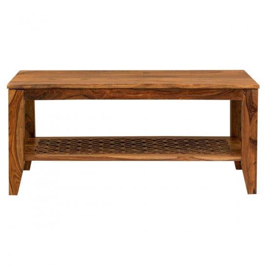 Kansas Carved net Coffee Table in Honey Finish - Ouch Cart 