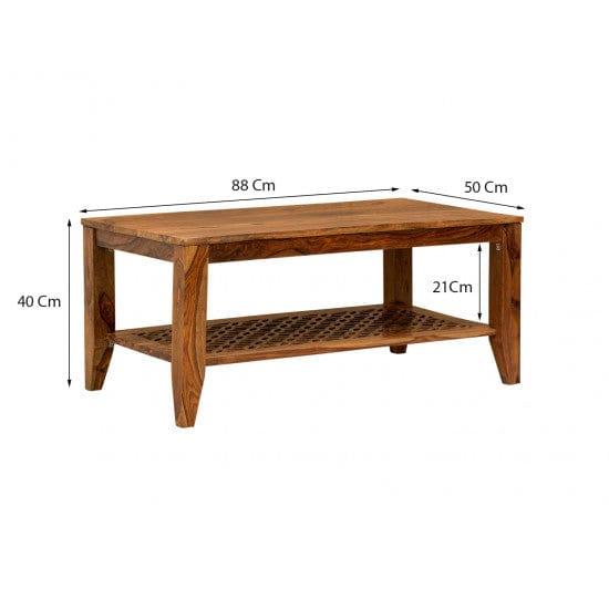 Kansas Carved net Coffee Table in Honey Finish - Ouch Cart 