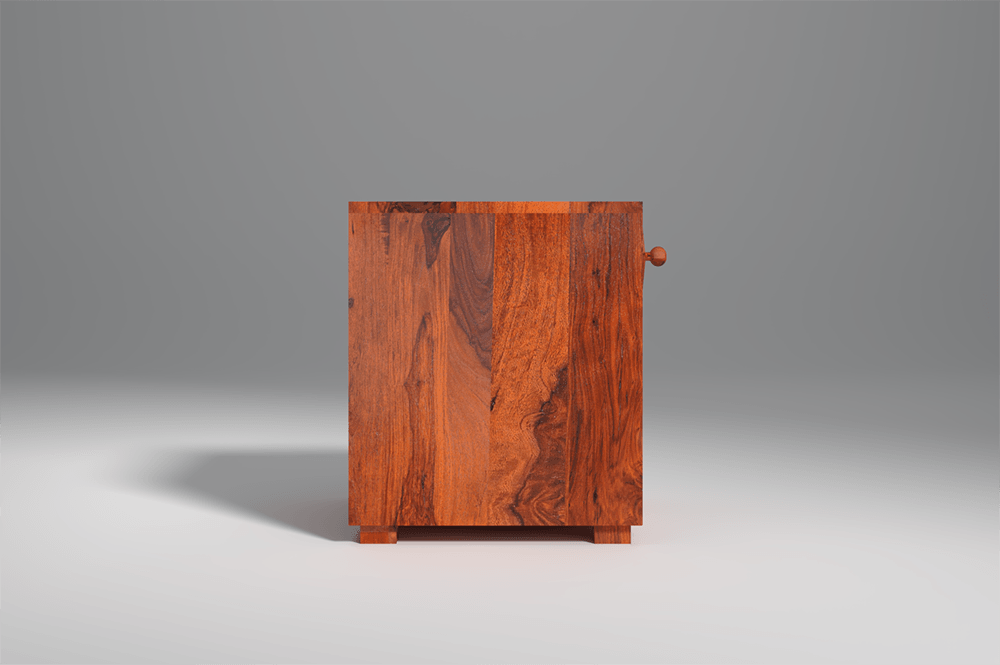 Rica Sheesham Wood Bed Side Table with Drawer In Reddish Rosewood