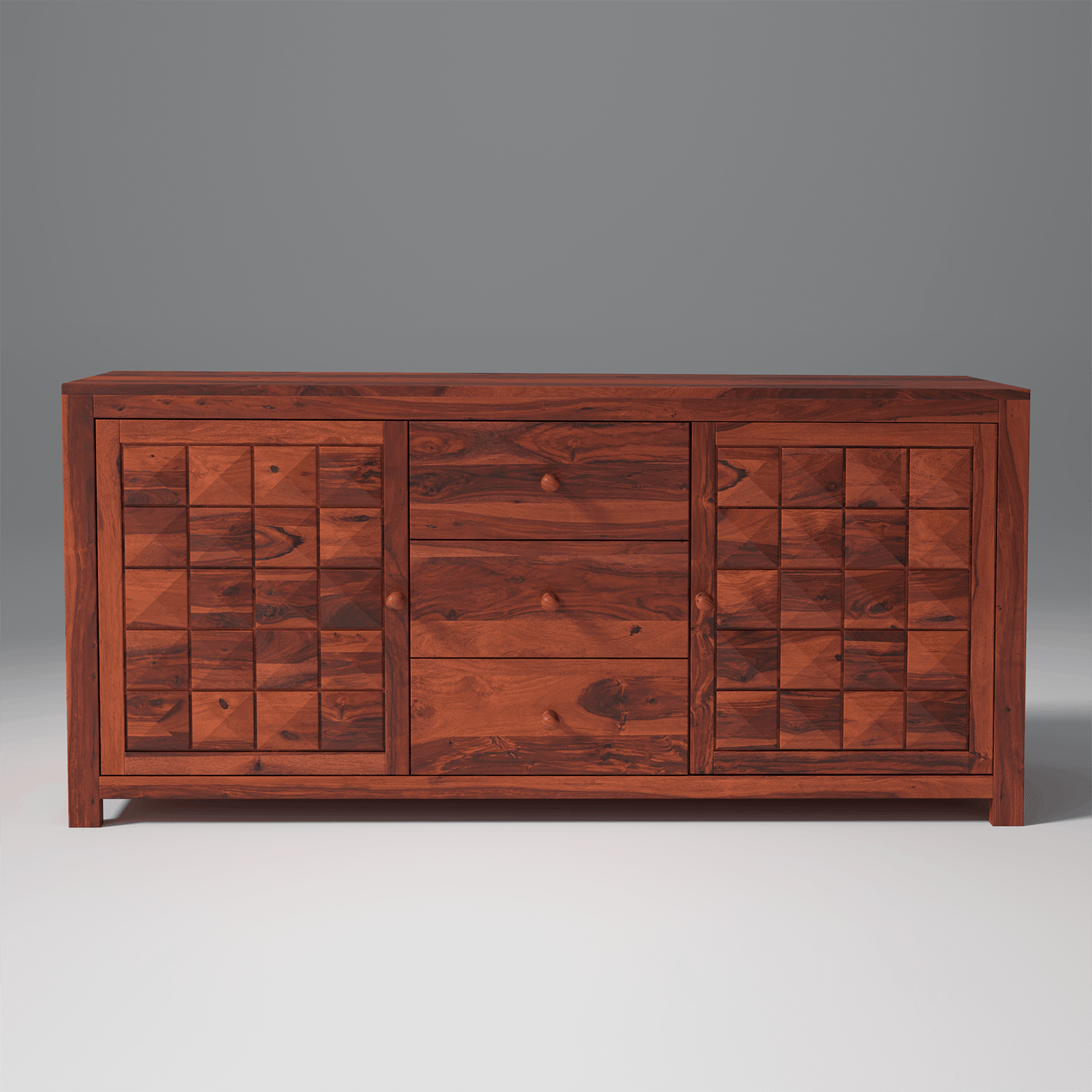 Pluto Sheesham Wood Sideboard In Reddish Rosewood