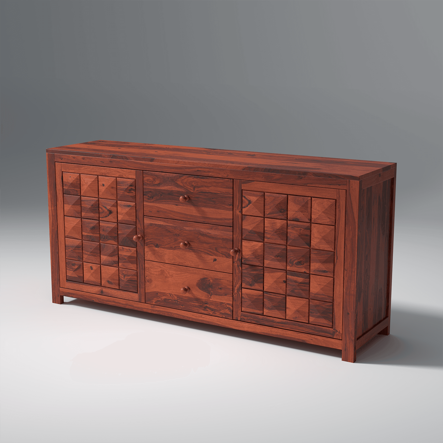 Pluto Sheesham Wood Sideboard In Reddish Rosewood