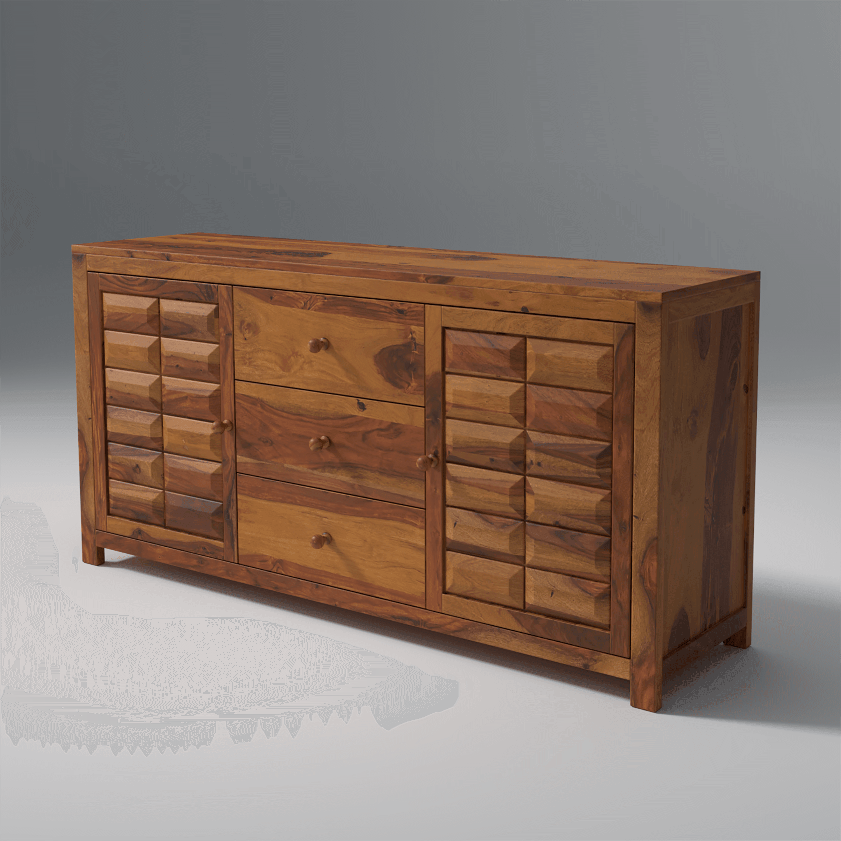 Arcadia Sheesham Wood Sideboard In Light Honey