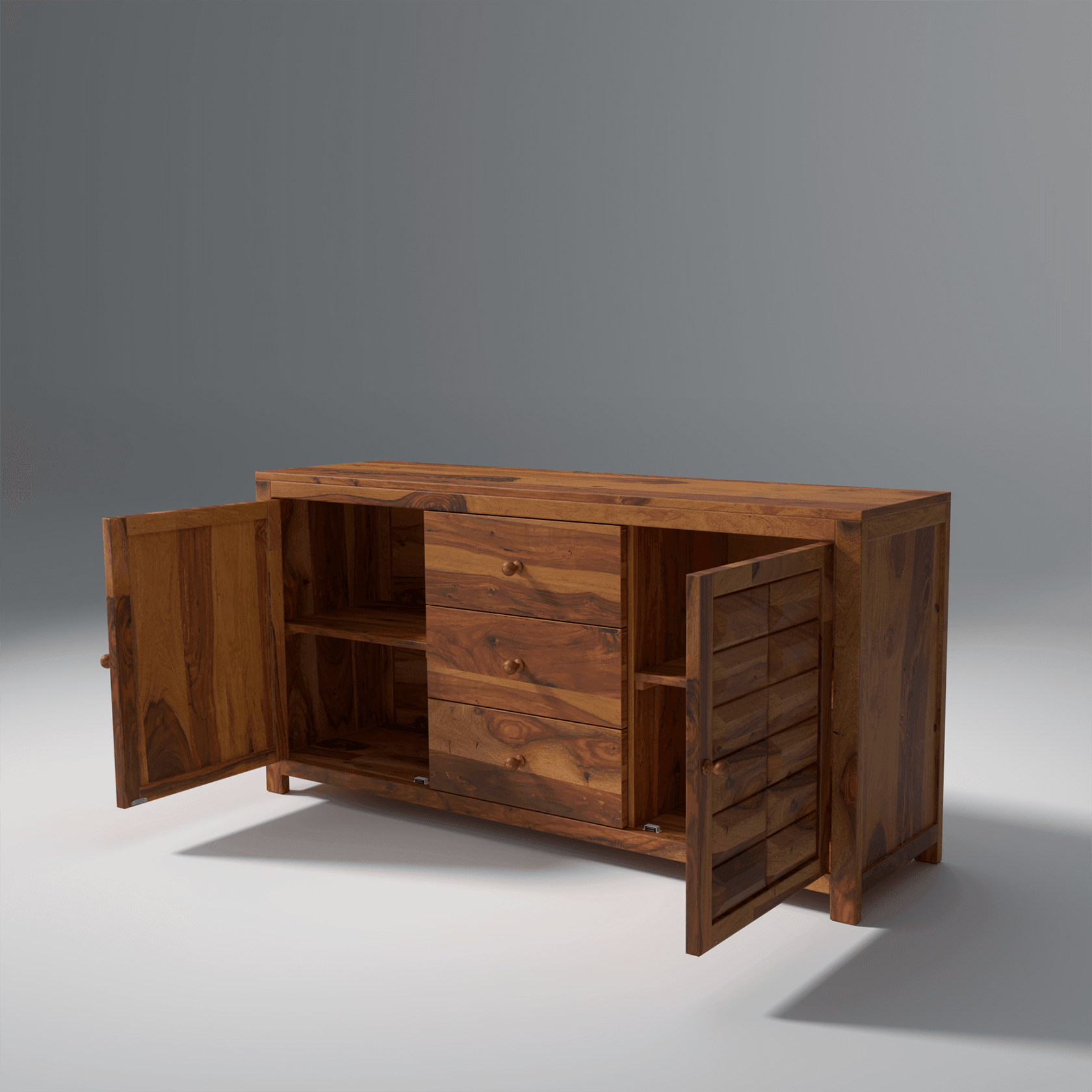 Arcadia Sheesham Wood Sideboard In Light Honey