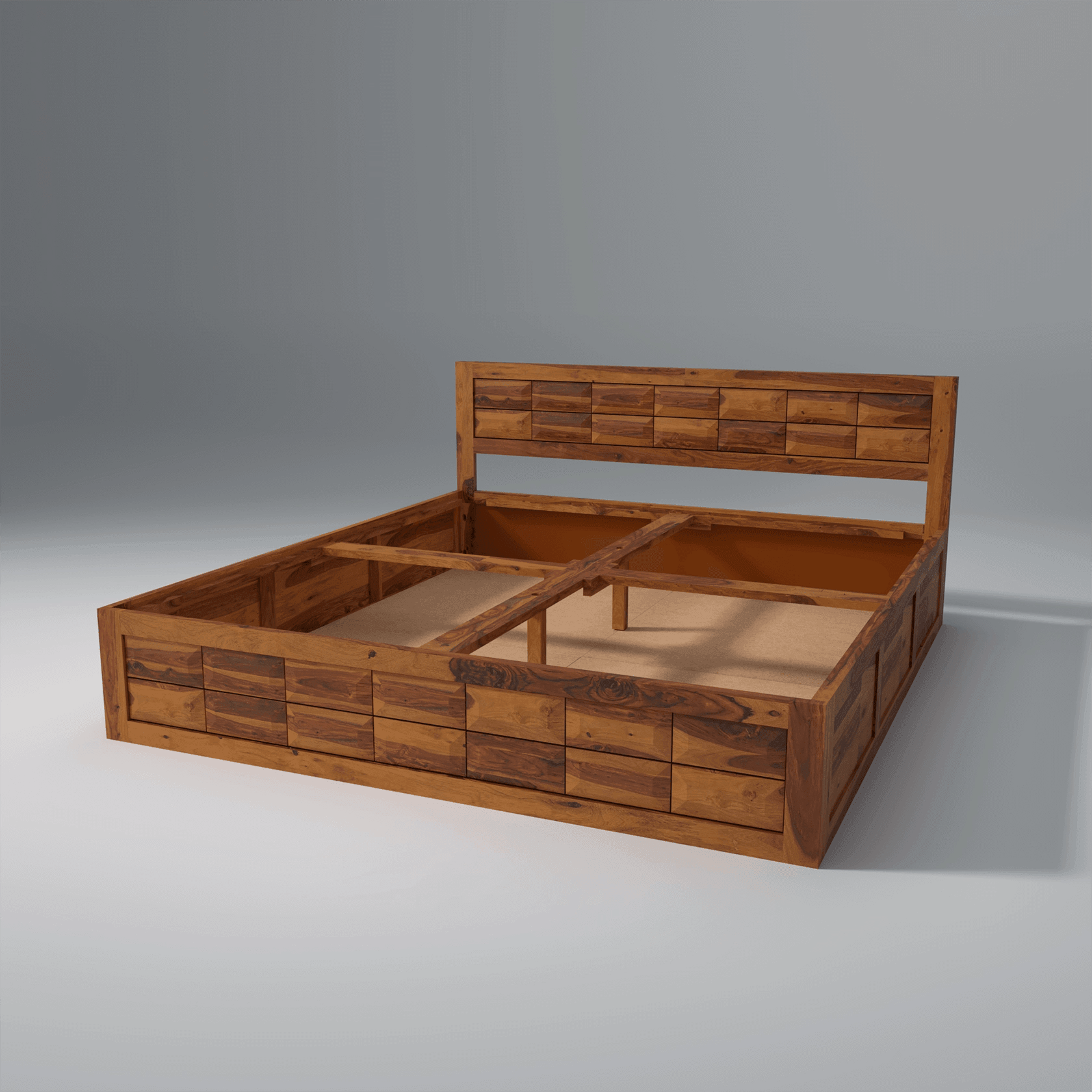 Arcadia Sheesham Wood King Size Bed with Storage