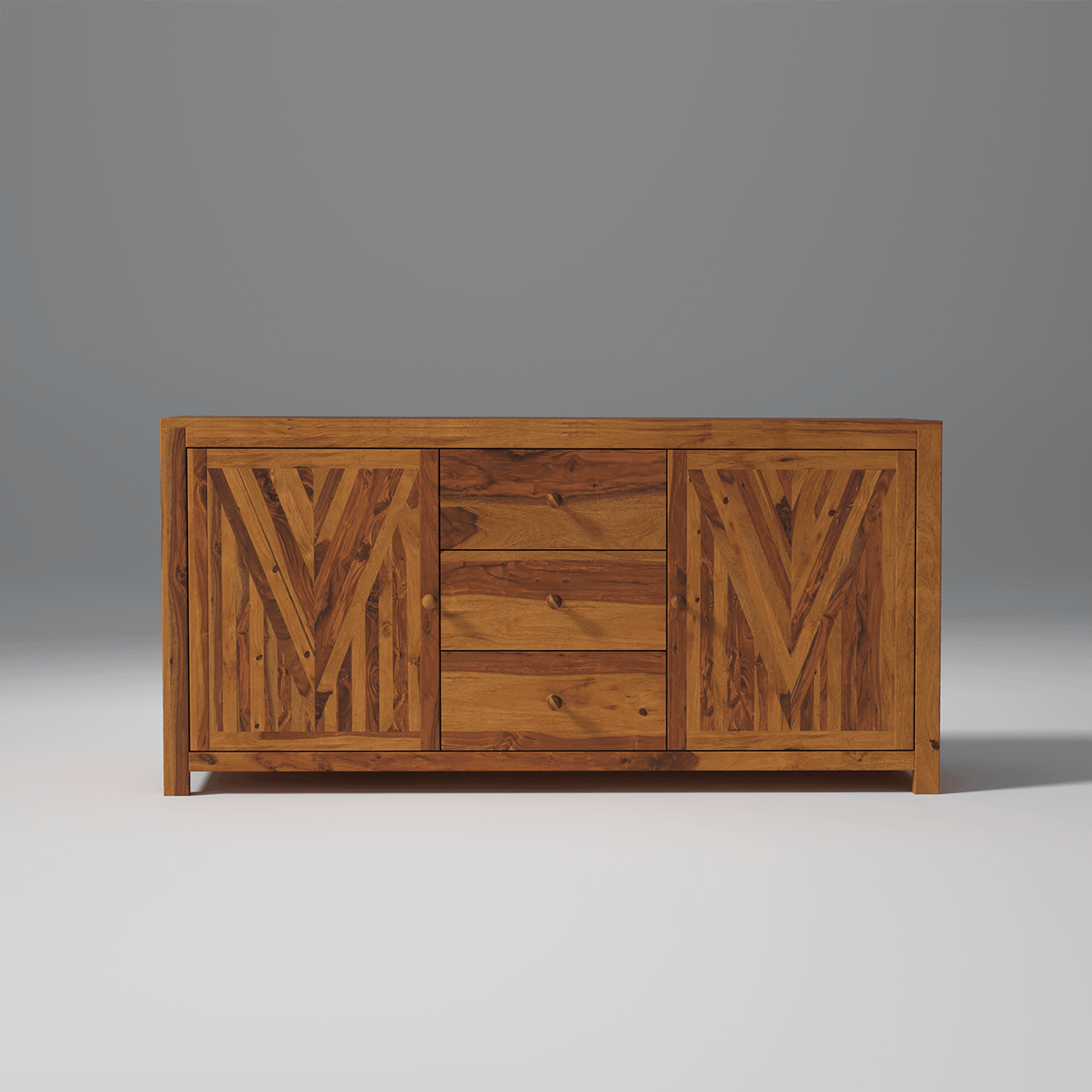 Alpha Sheesham Wood Sideboard In Light Honey