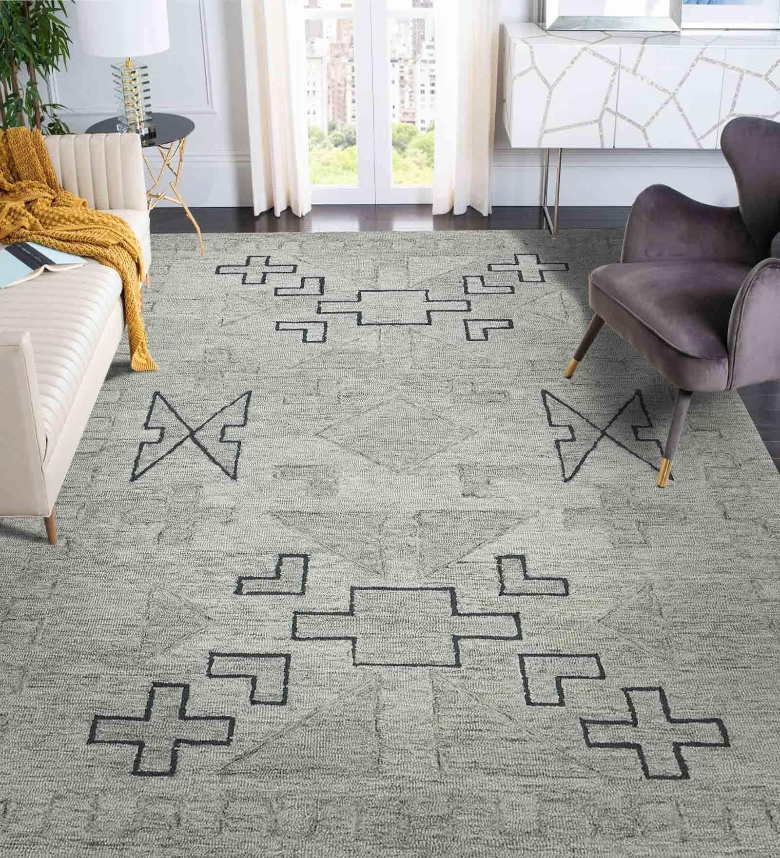 SHALE GRAY Wool Asteria 8x10 Feet  Hand-Tufted Carpet - Rug