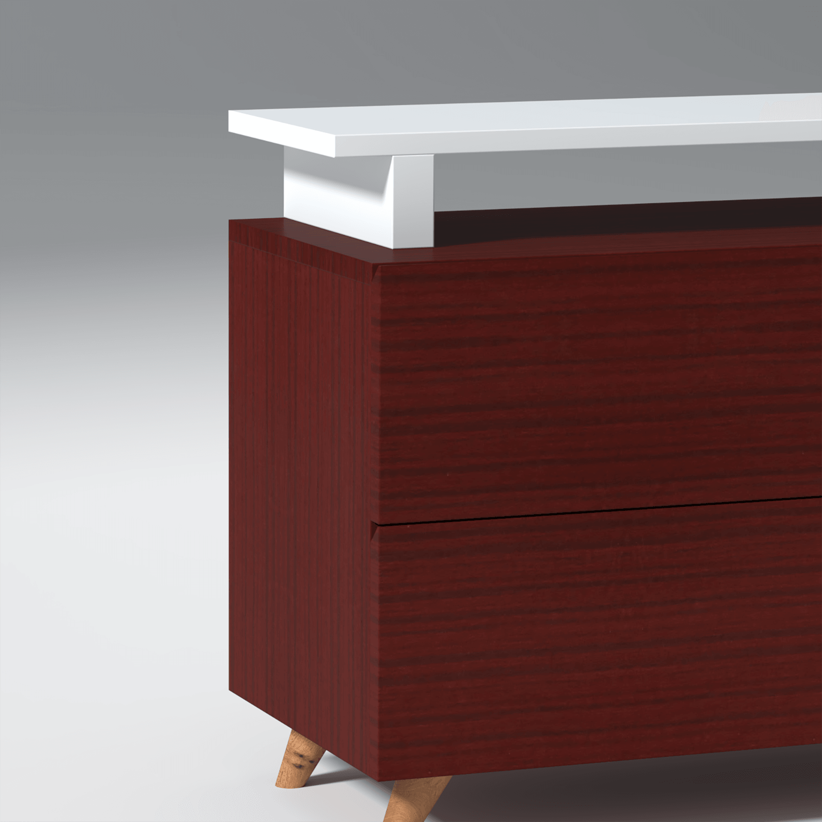 Ashgrove Engineered Wood TV unit In Mahogany and white