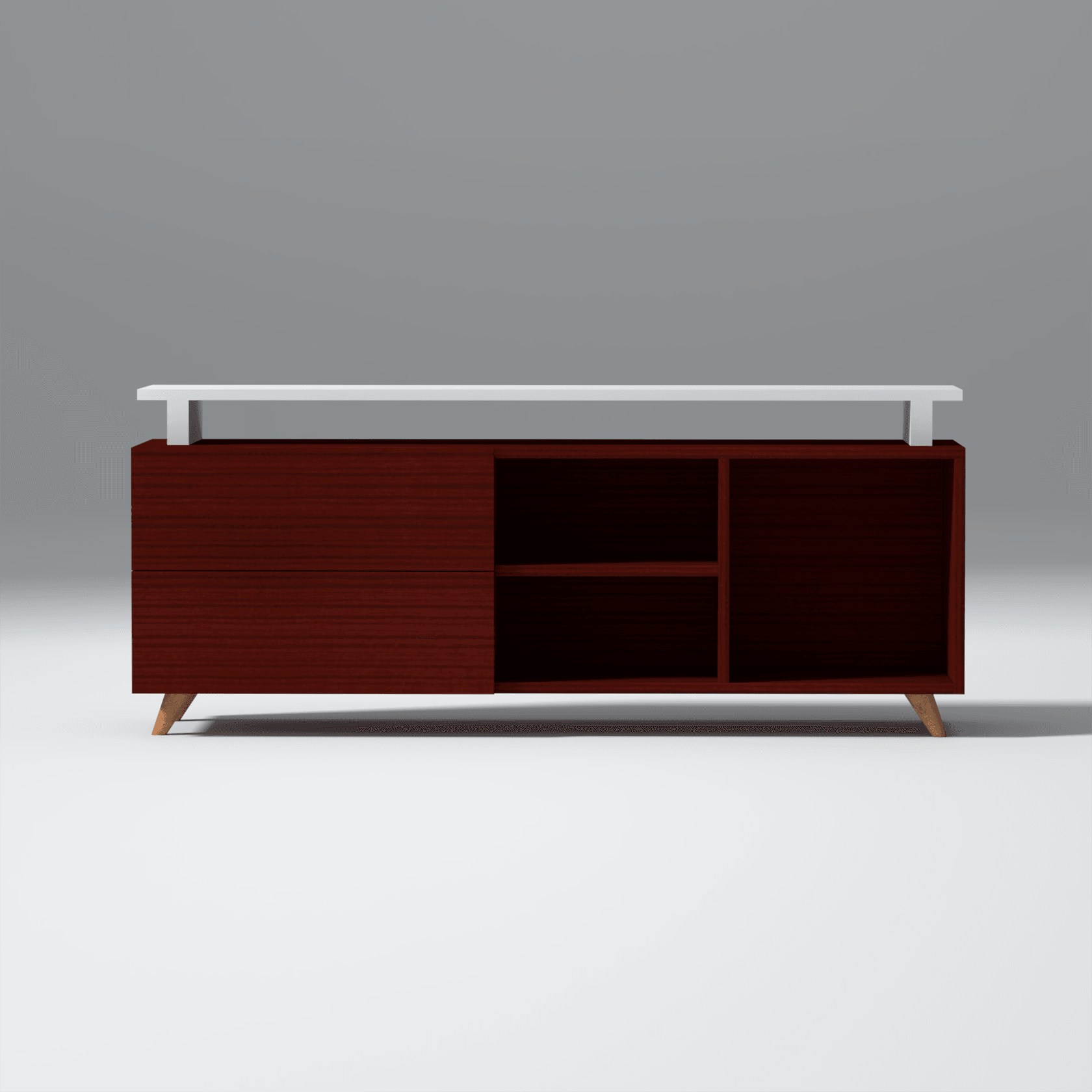 Ashgrove Engineered Wood TV unit In Mahogany and white