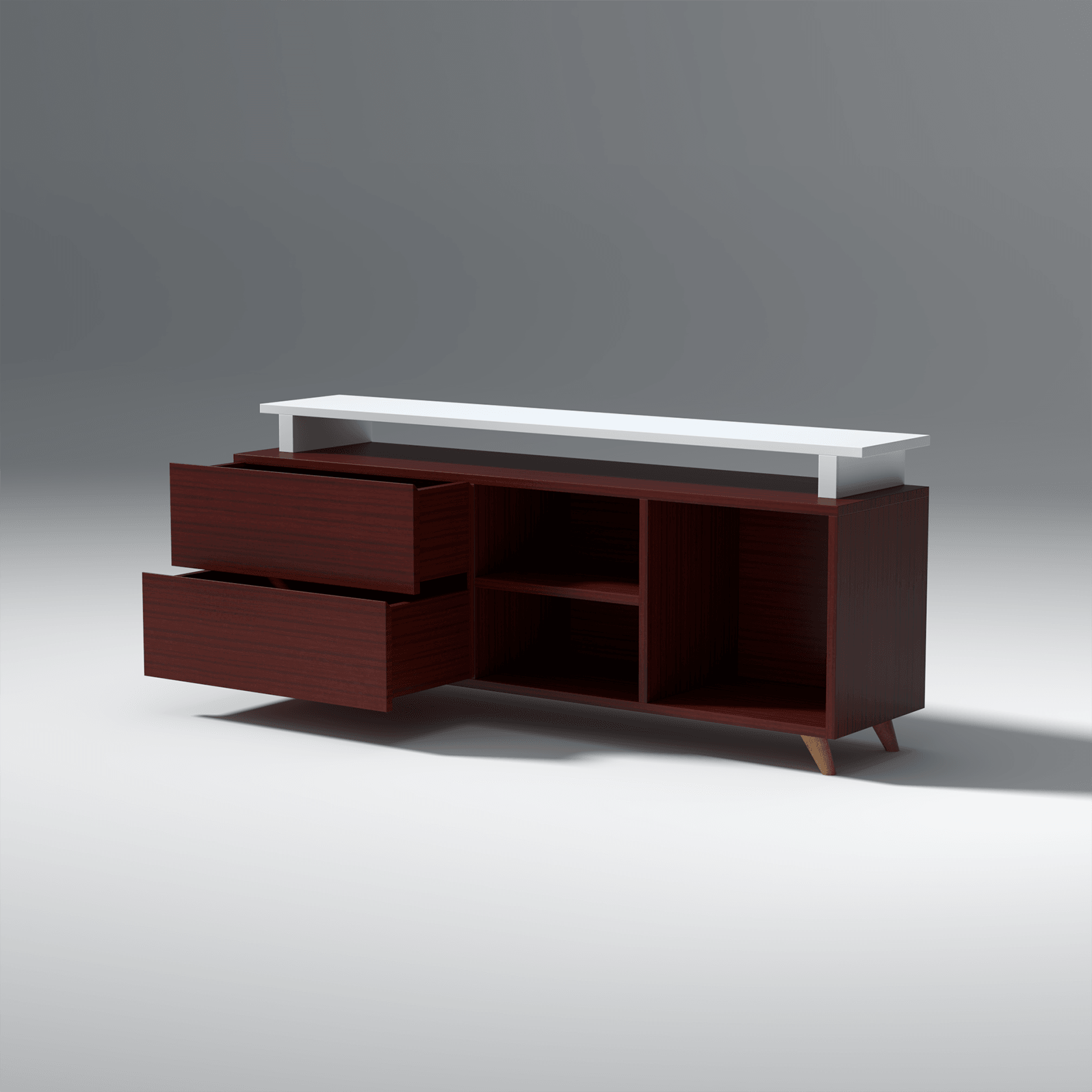 Ashgrove Engineered Wood TV unit In Mahogany and white