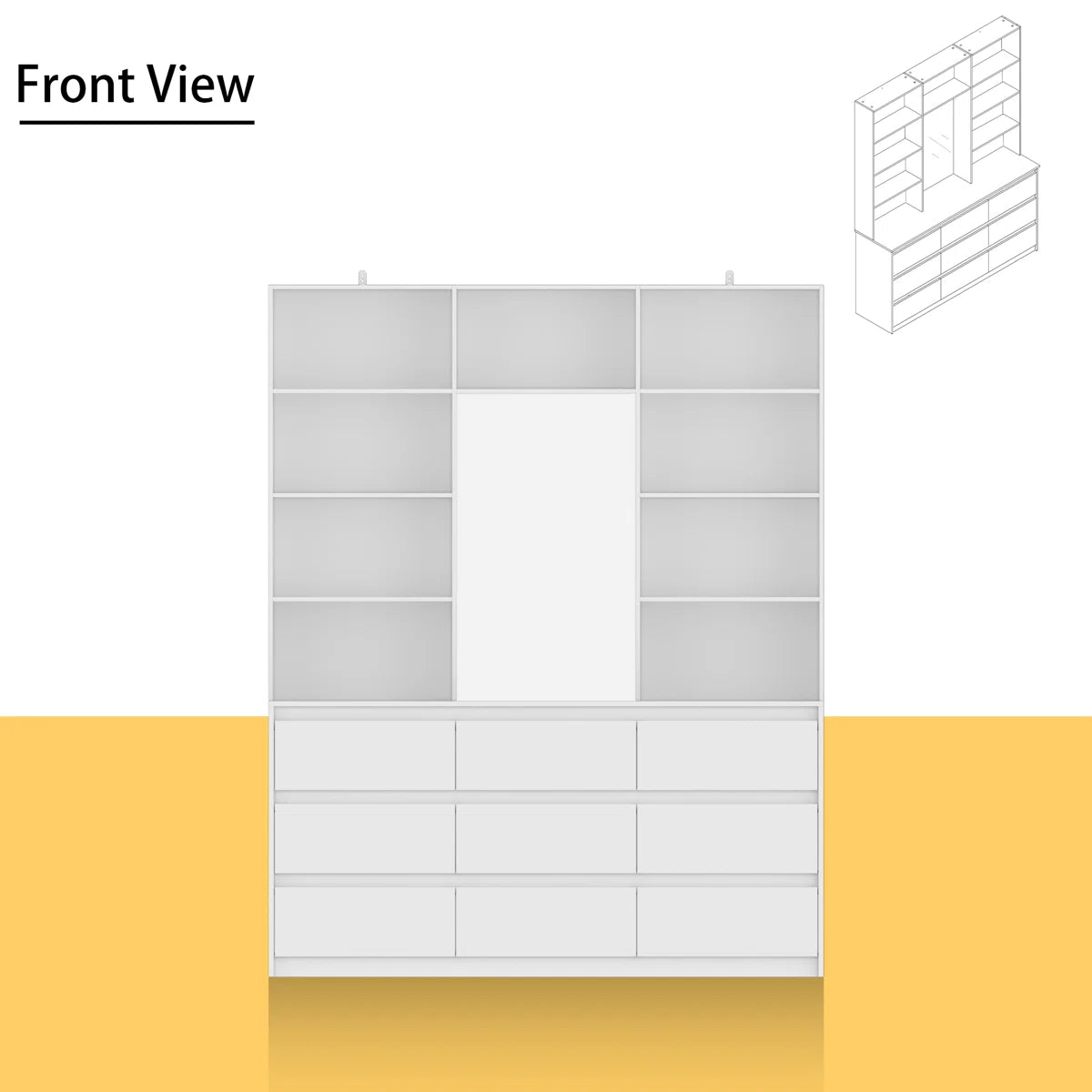 9-Drawer 7-Shelf Wardrobe With A Large Mirror