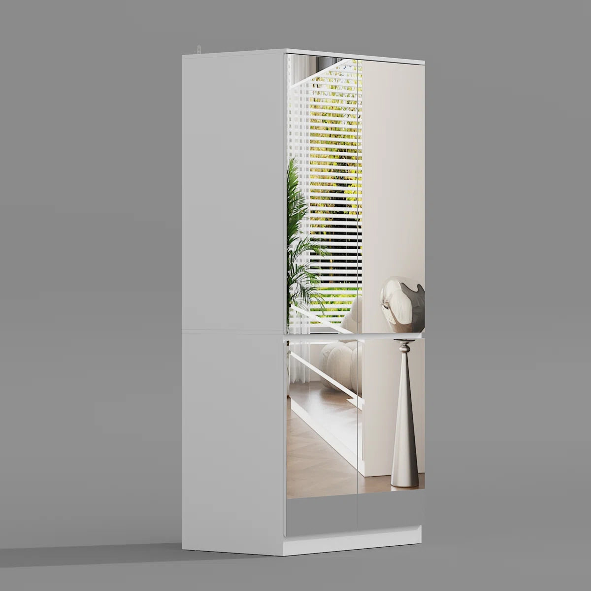 Shadrick Modern Mirrored Wardrobe With Ample Storage And Stylish Designproduct Title:Modern Entryway Cabinet With Spacious Drawers - Sleek Design