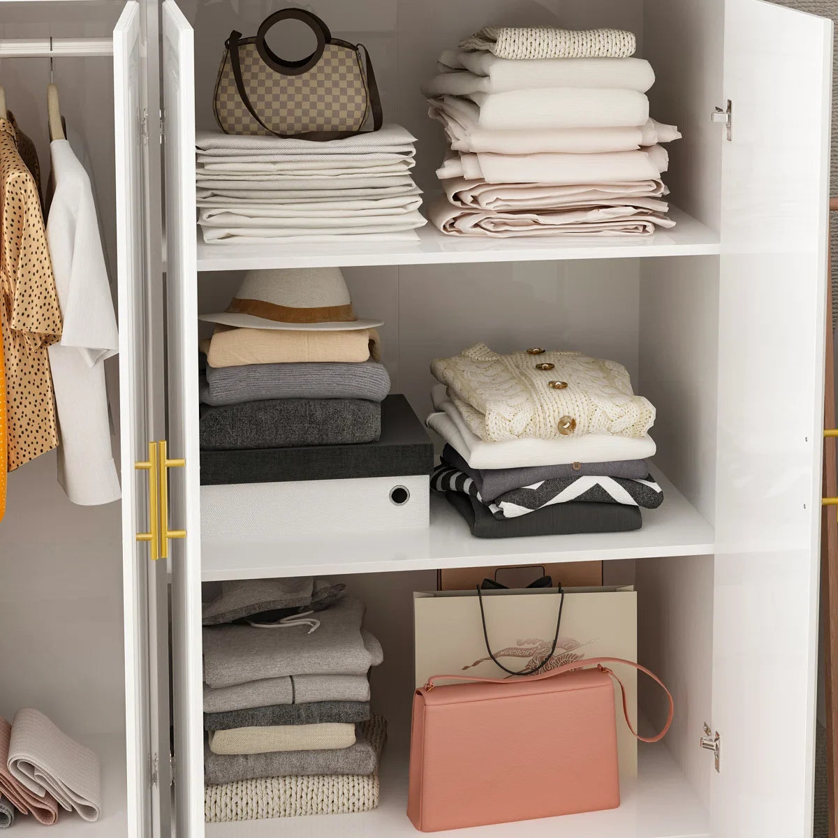 Wardrobe Set With Top Cabinet And Elegent Design
