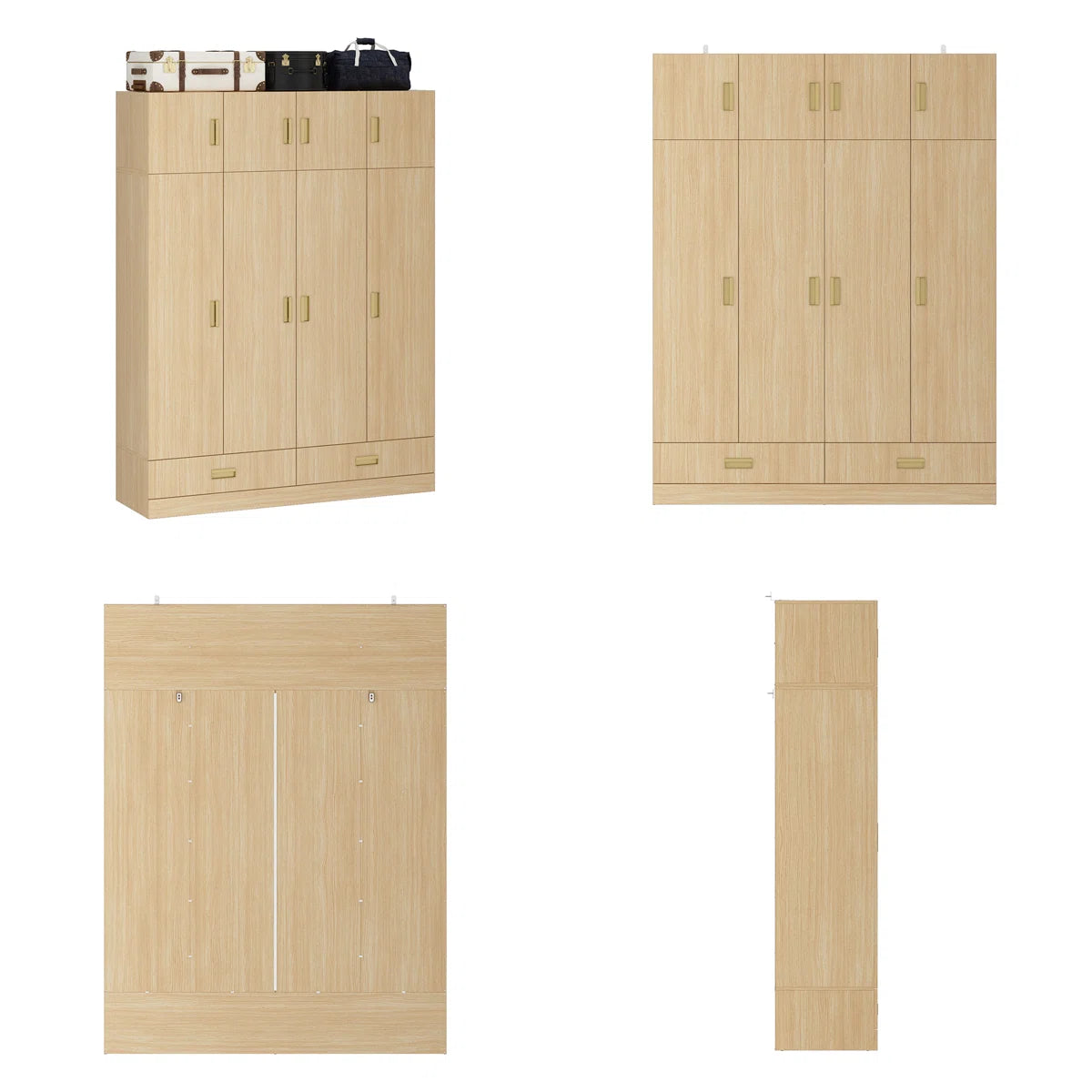 8-Door 2-Drawer Wardrobe With Top Cabinet