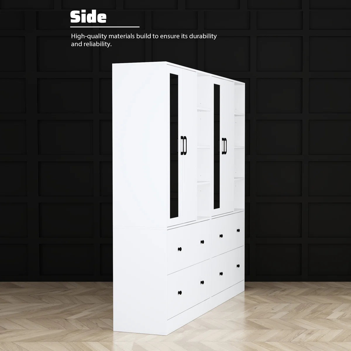 Malieka 71.2'' Wide 4 Drawer Armoire With Mirror