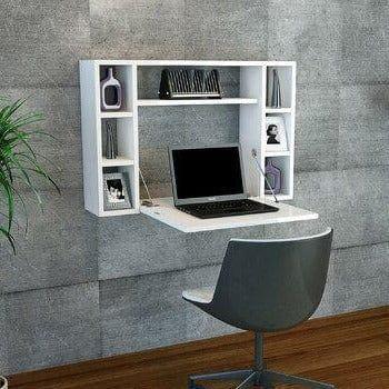 Wall-Mounted Floating Table Laptop Home Office Desk With Drawer - Ouch Cart 