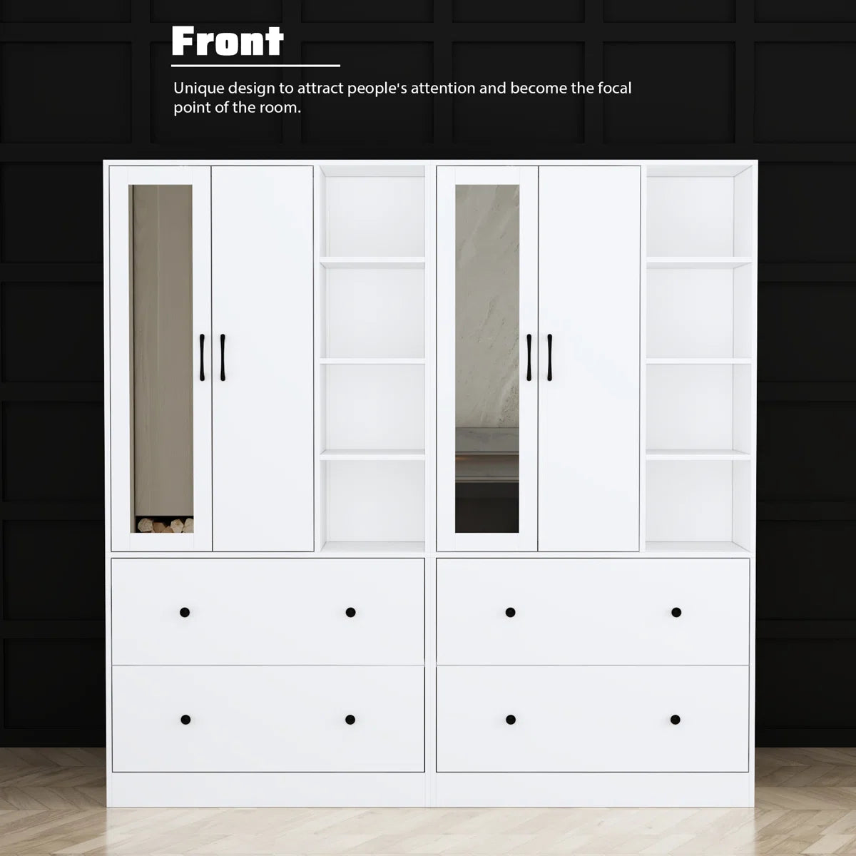 Malieka 71.2'' Wide 4 Drawer Armoire With Mirror