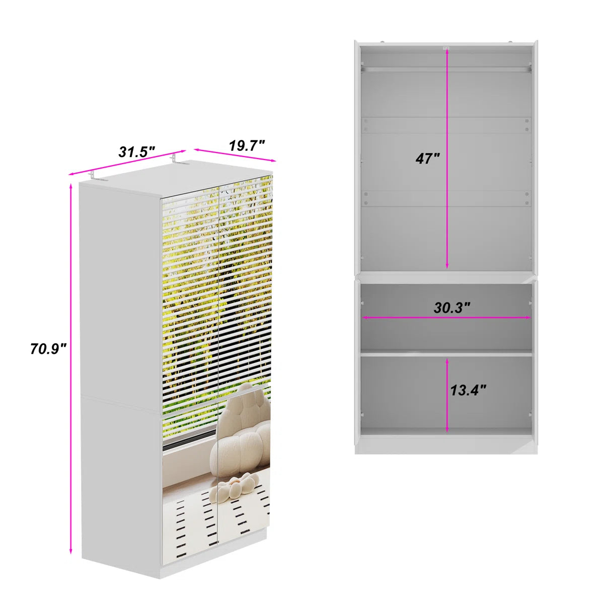 Shadrick Modern Mirrored Wardrobe With Ample Storage And Stylish Designproduct Title:Modern Entryway Cabinet With Spacious Drawers - Sleek Design