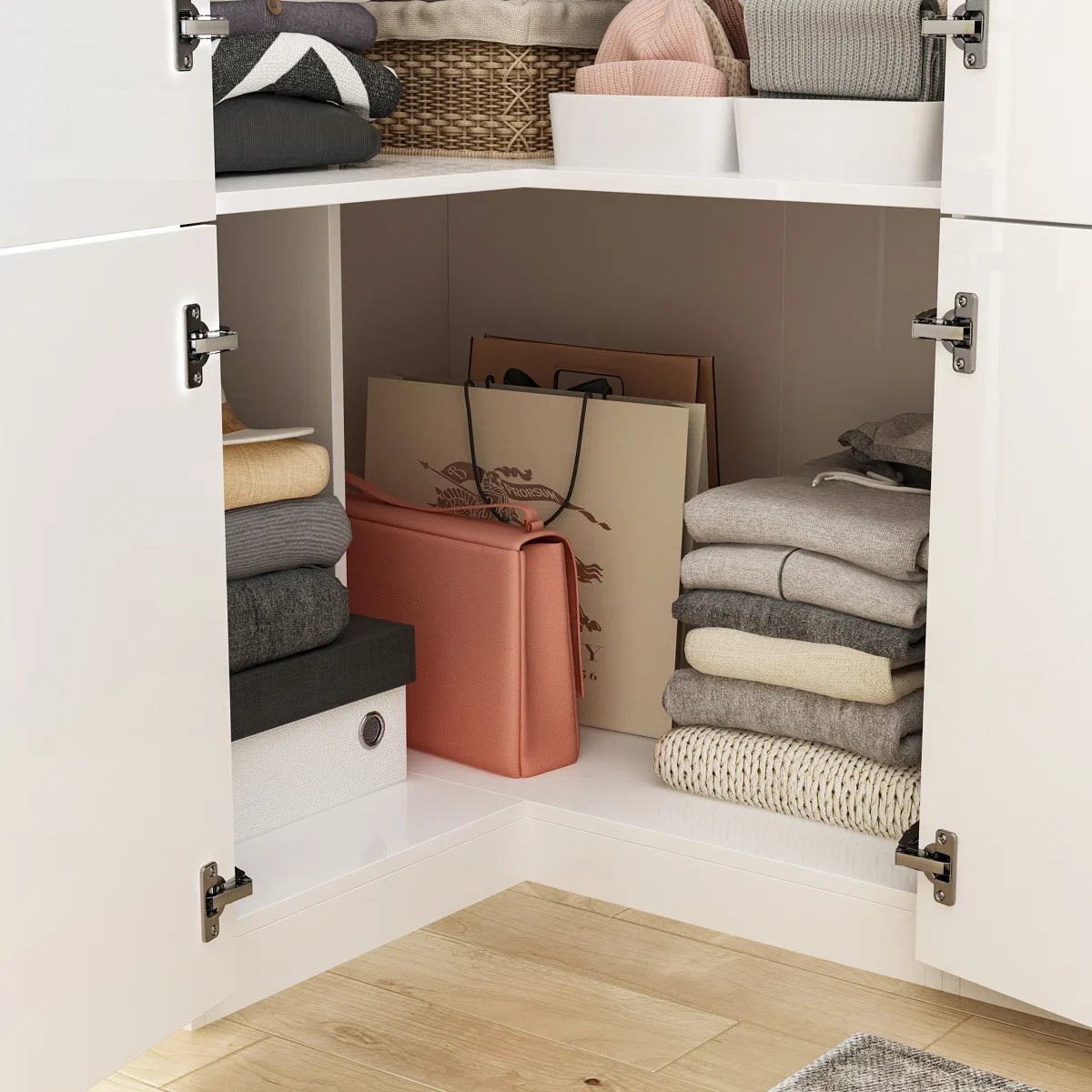 Wardrobe Set With Top Cabinet And Elegent Design