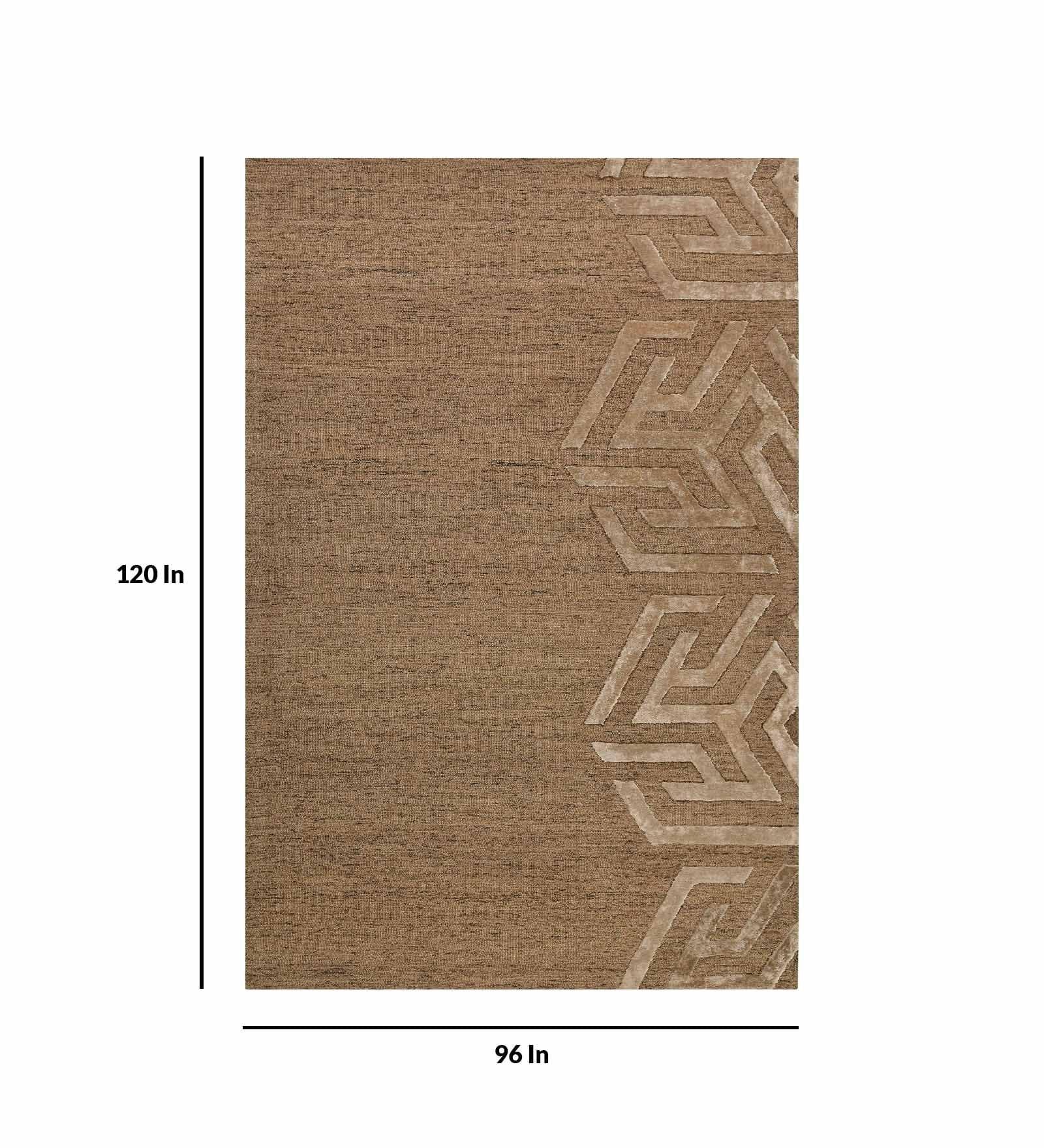 BROWN Wool & Viscose Canyan 8x10 Feet Hand-Tufted Carpet - Rug - Ouch Cart 