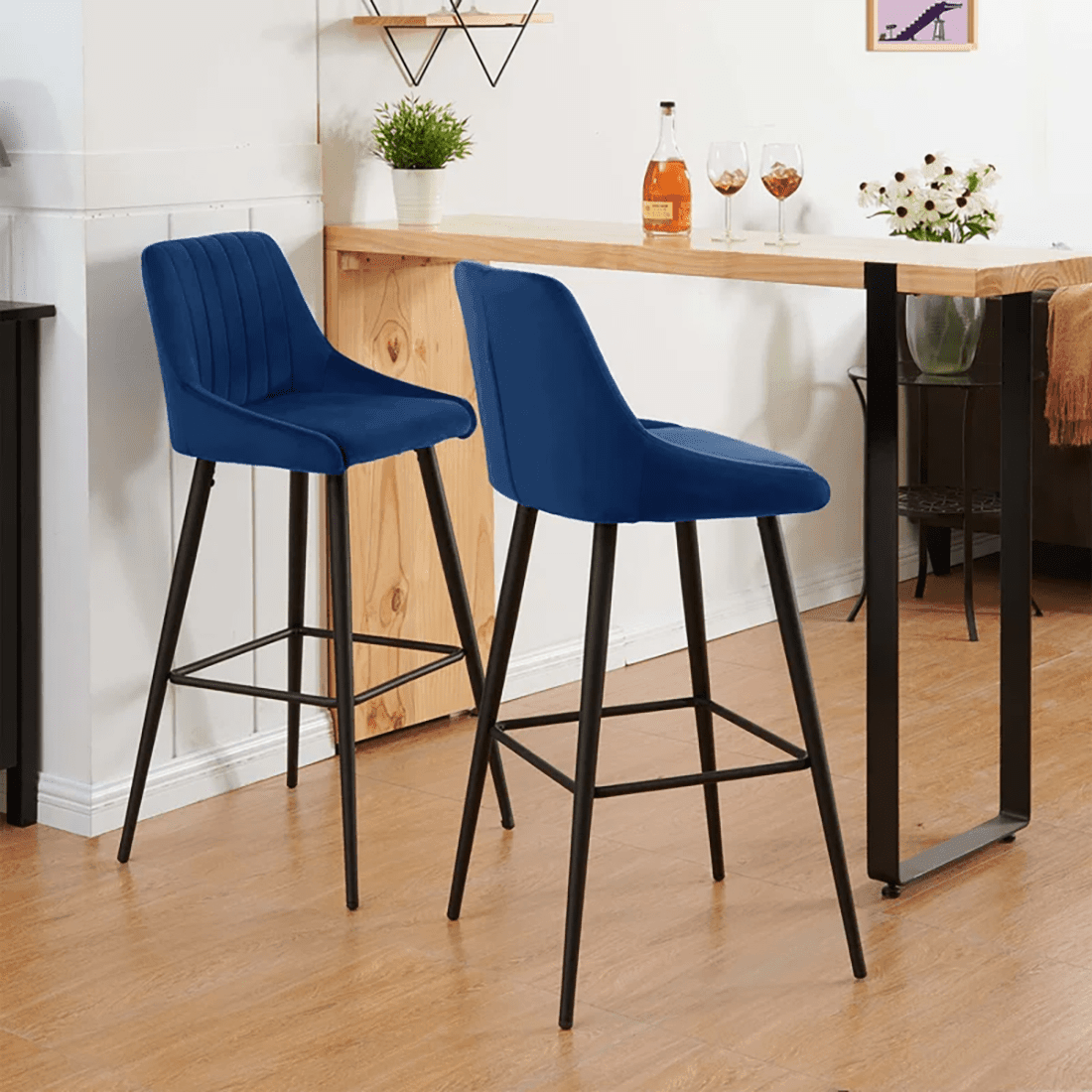 DAULTON COUNTER STOOL BLUE SET OF 2 - Ouch Cart 