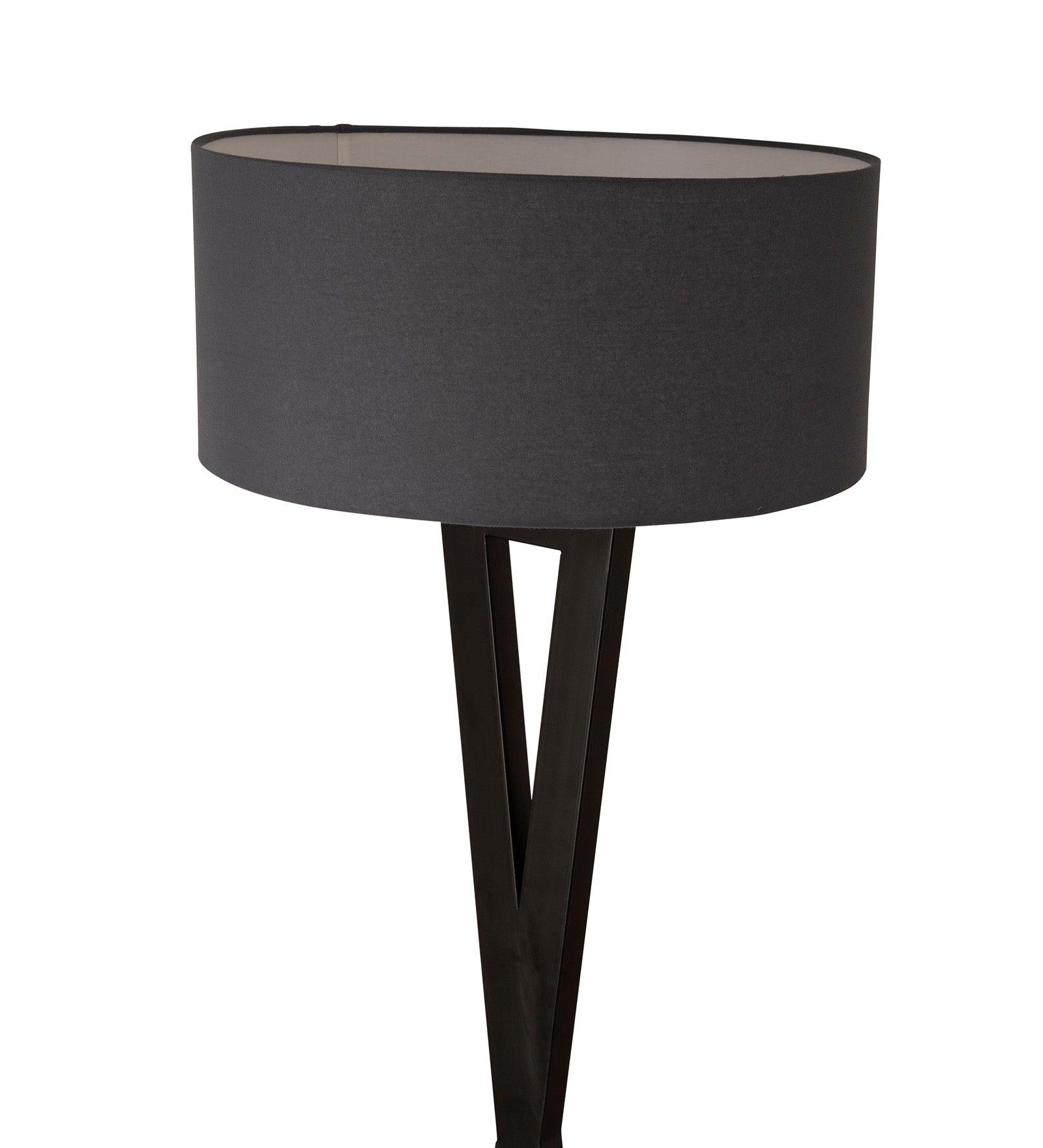 Hamptons Grey Metal Shade Club Floor Lamp with Metal Base - Ouch Cart 