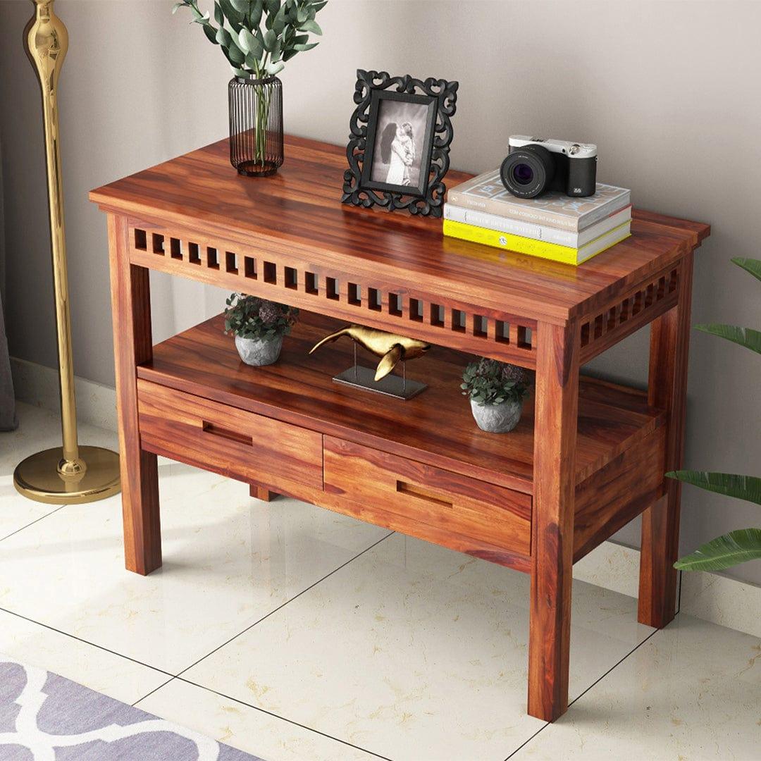 Adolph Console Table With Storage (Honey Finish) - Ouch Cart 