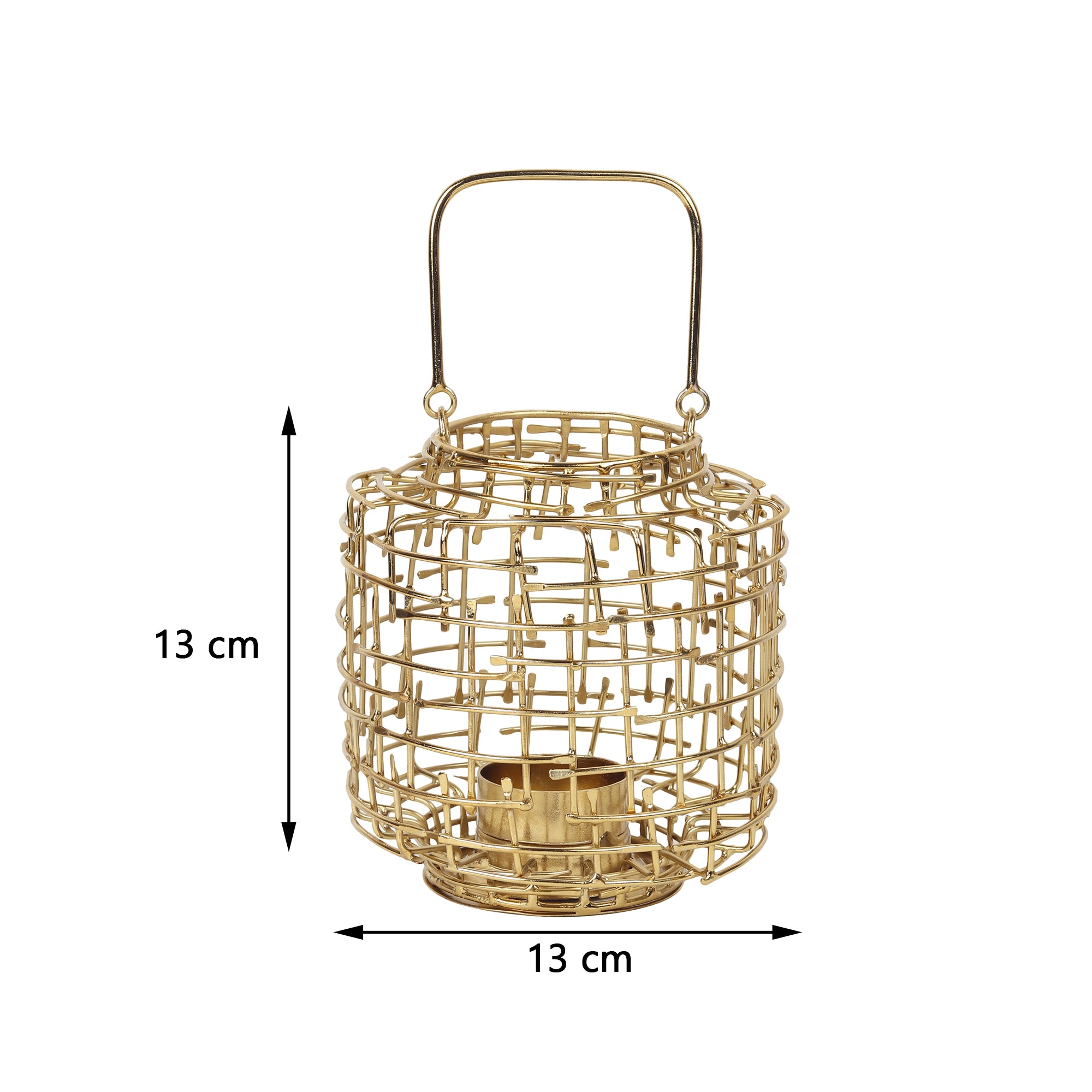 Basketweave Gold Tea Light Holder