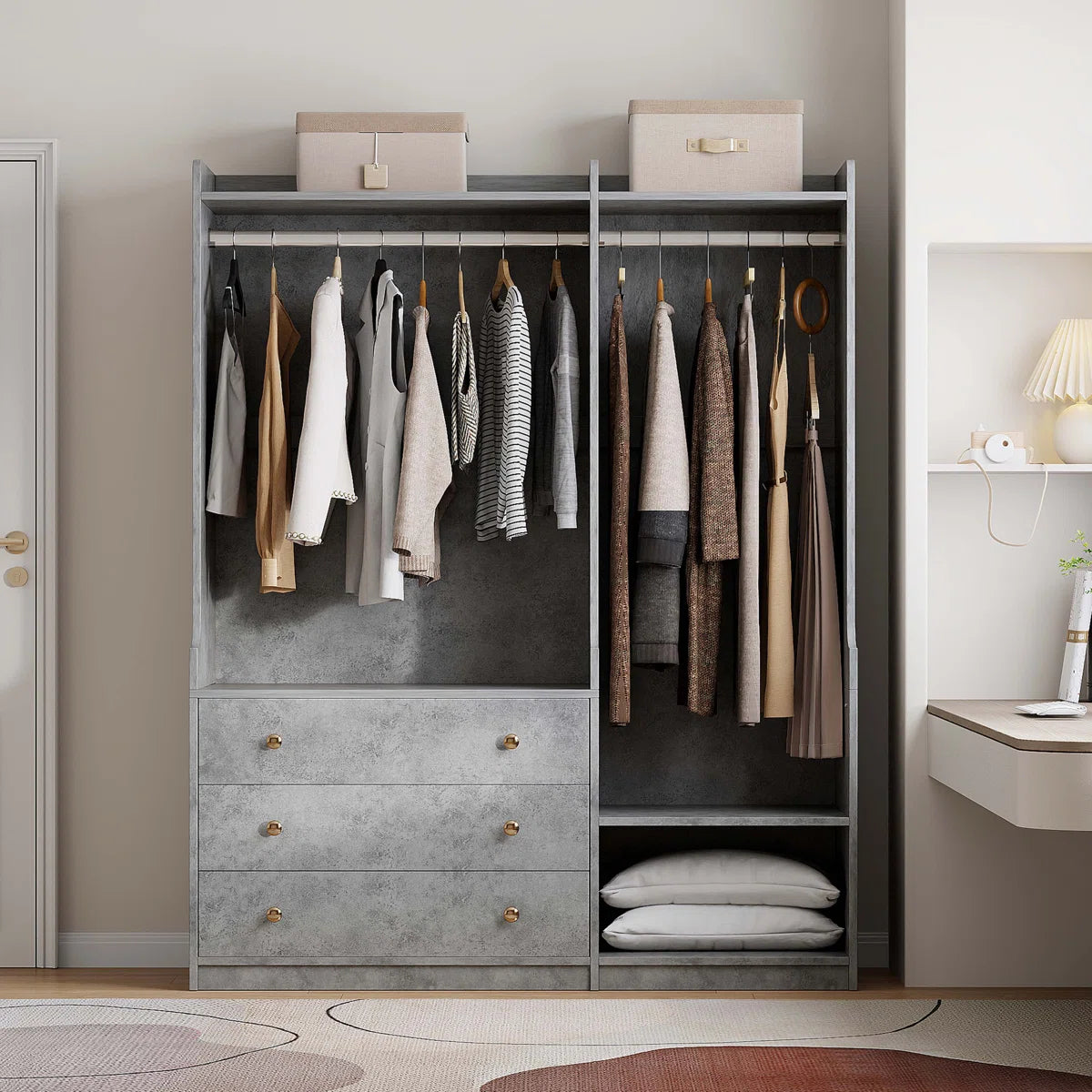 Open Wooden Wardrobe Storage