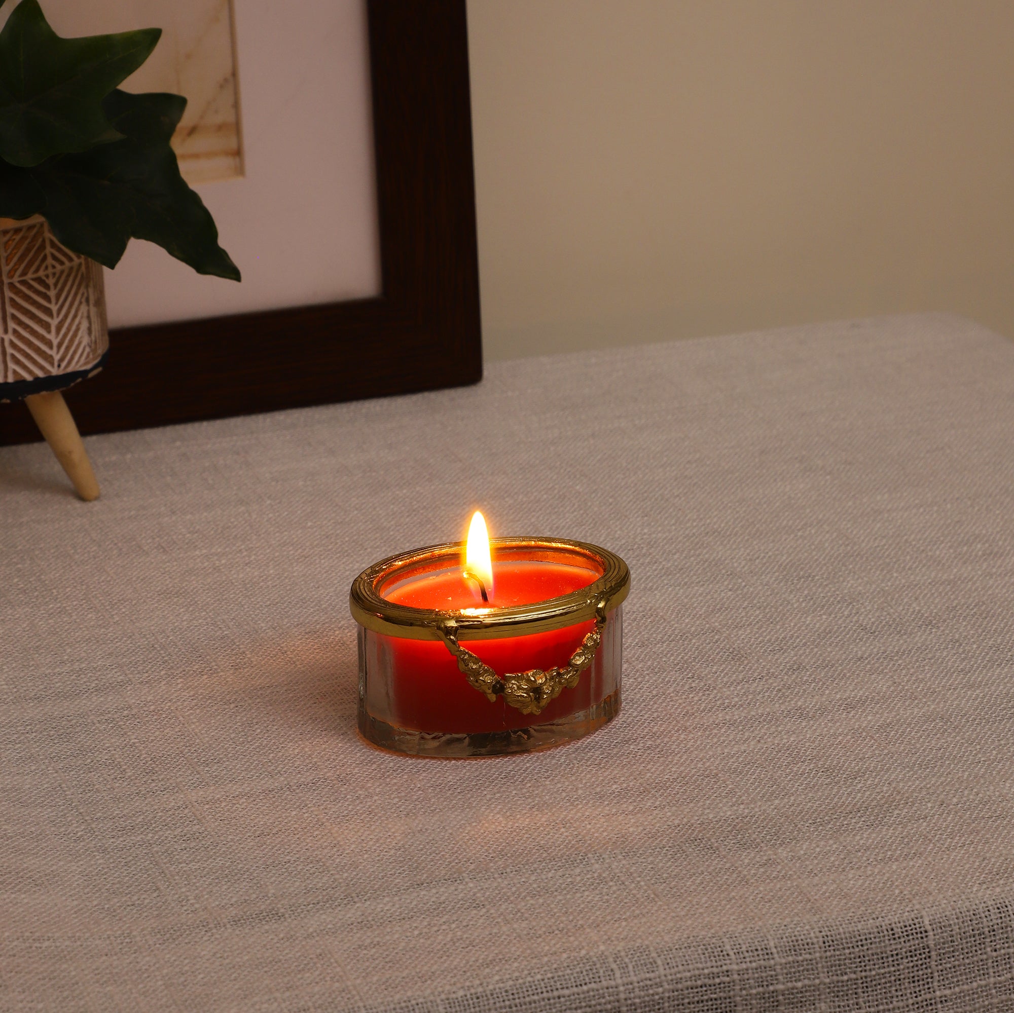 cherry blossom red scented candle jar with Golden ring