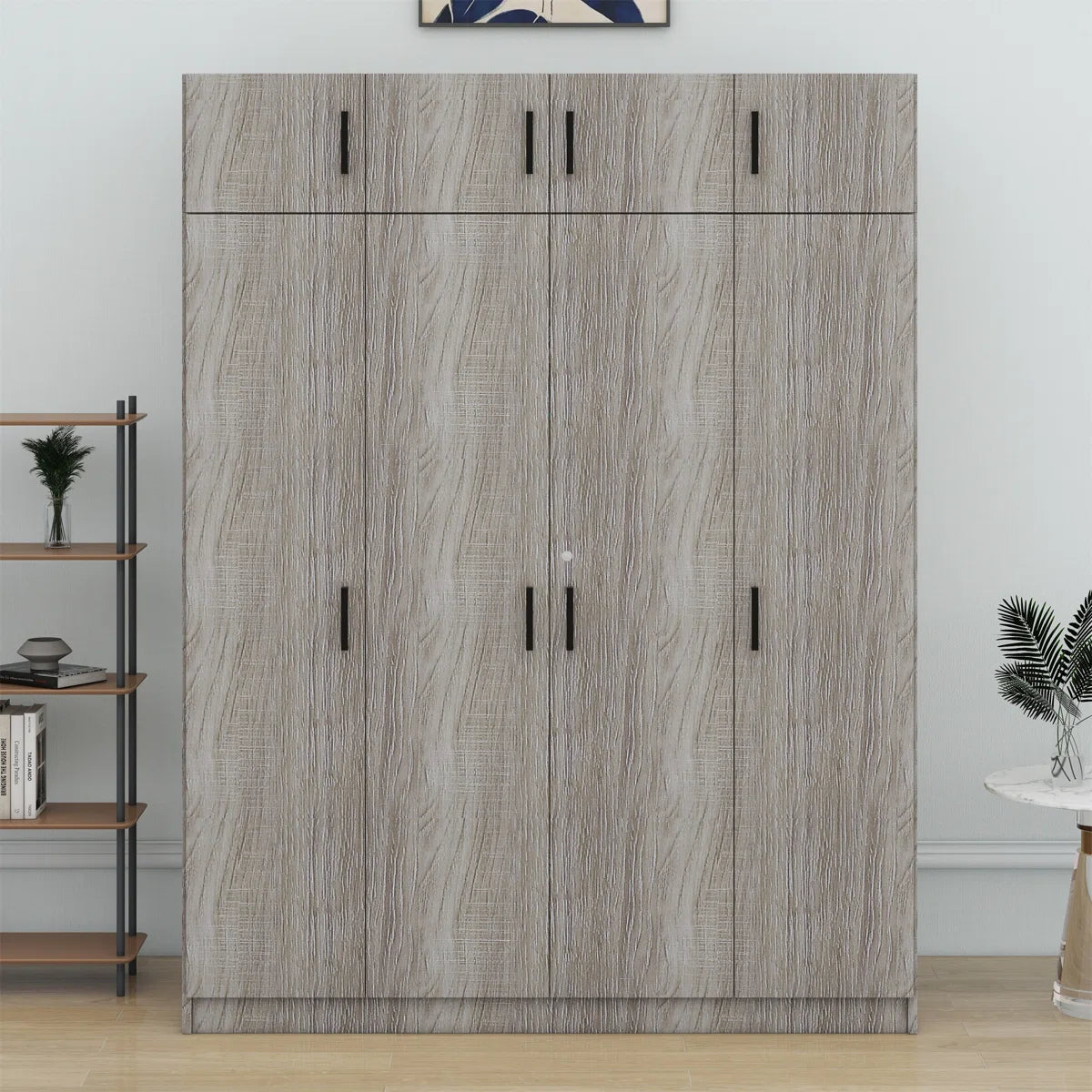 4-Door Wardrobe With 1 Drawer And Top Cabinet