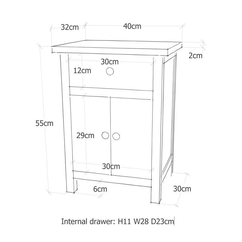 Averie 2 Door Bedside Cabinet
