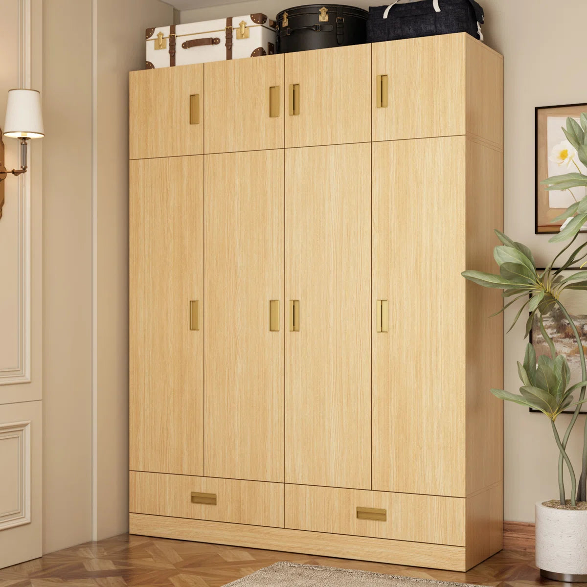 8-Door 2-Drawer Wardrobe With Top Cabinet