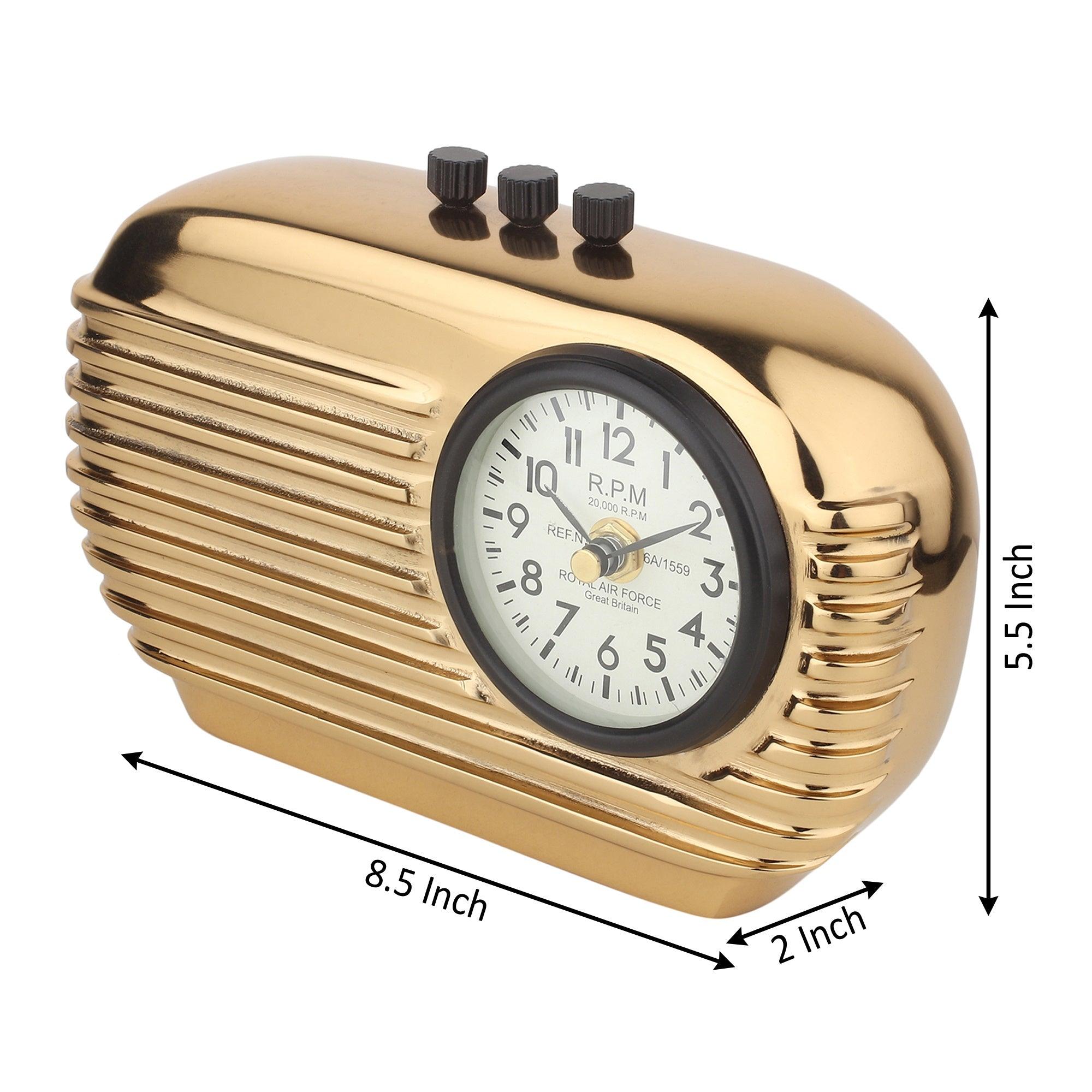 Radio Reverie Table Clock in Gold - Ouch Cart 