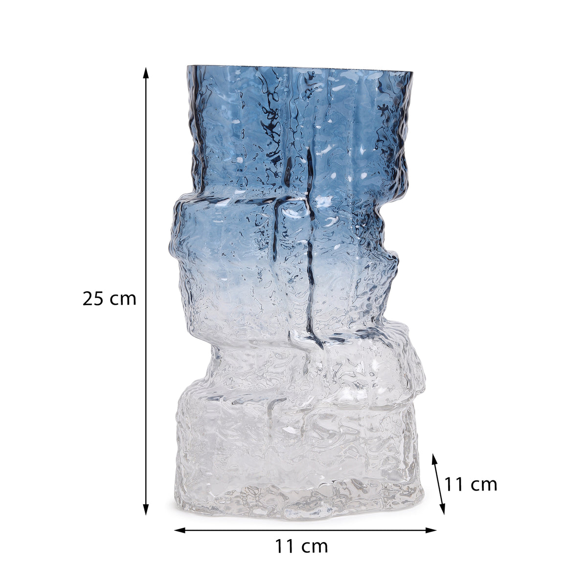 Frostline Crystal Vase Blue Wide