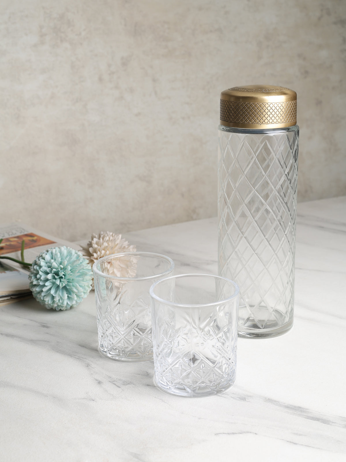 Brass Verre Prism Bottle & Glass Set