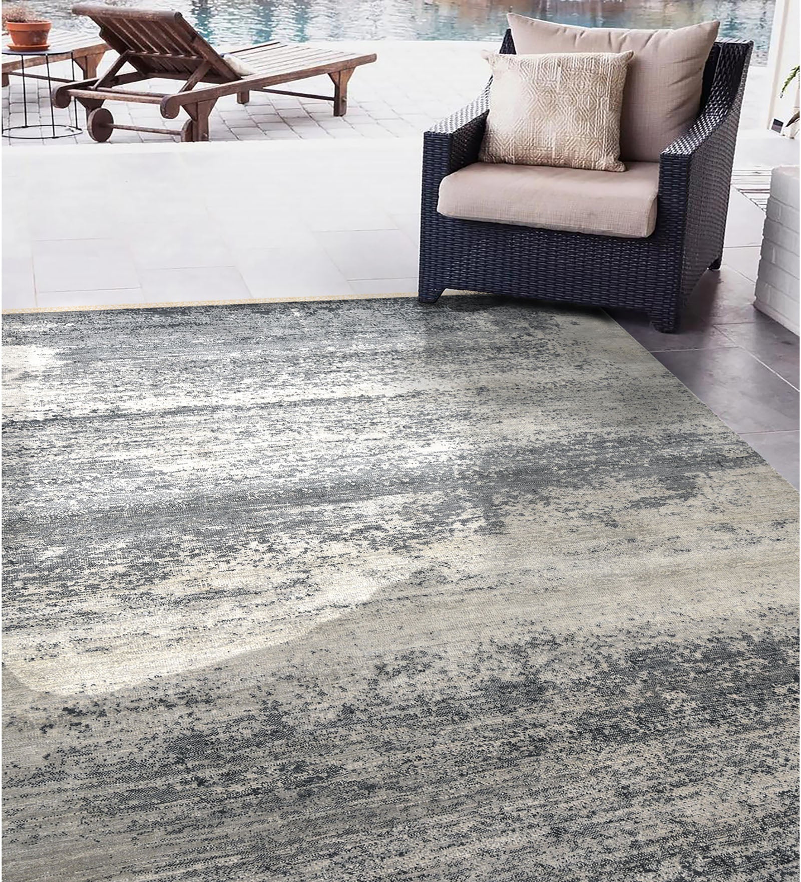 Dazzle Modern Pattern Hand Knotted  Rectangle Anti-Skid Designer Carpet, Prayer Rug For Office Cabins, Small Living Spaces - 2'X3'